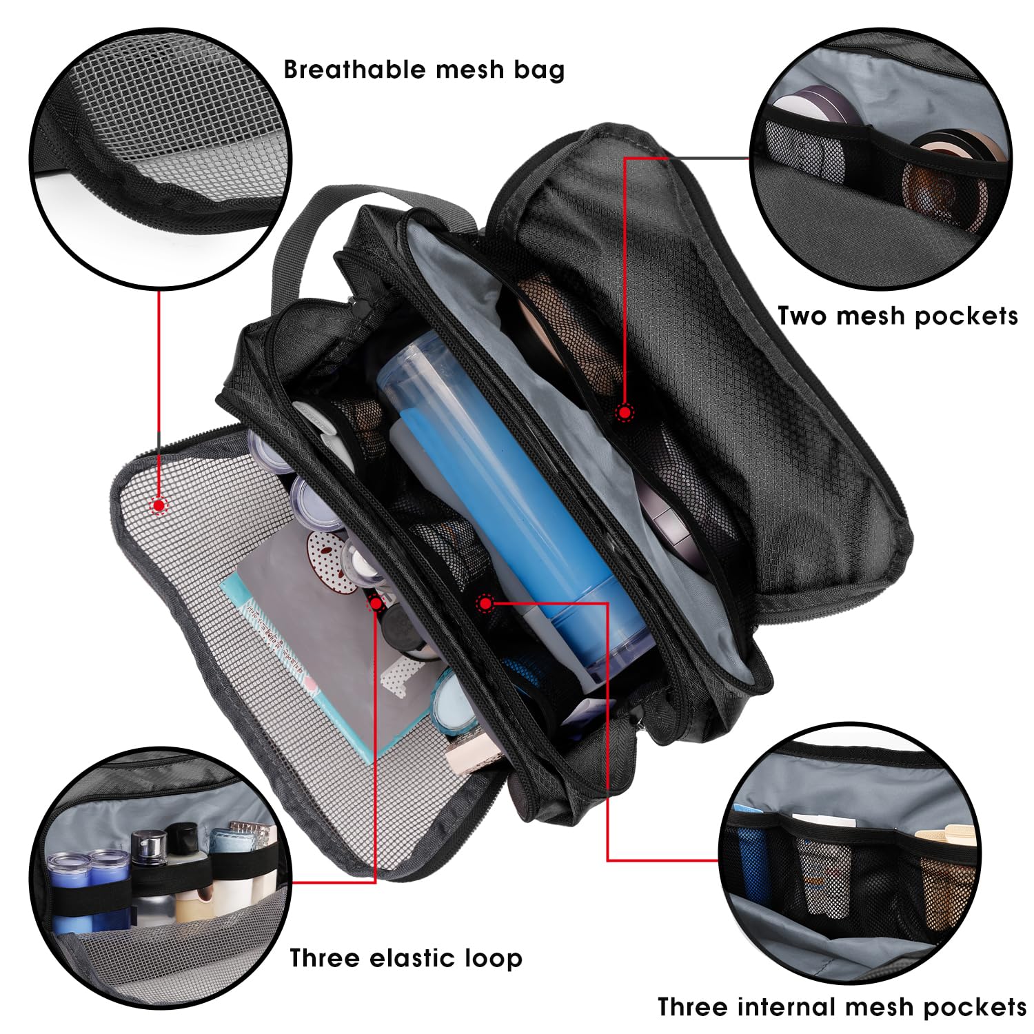 WANDF Astuccio da toilette da uomo da viaggio, borsa da bagno, accessori da viaggio, astuccio per trucco, da donna, organizzatori di servizi igienici