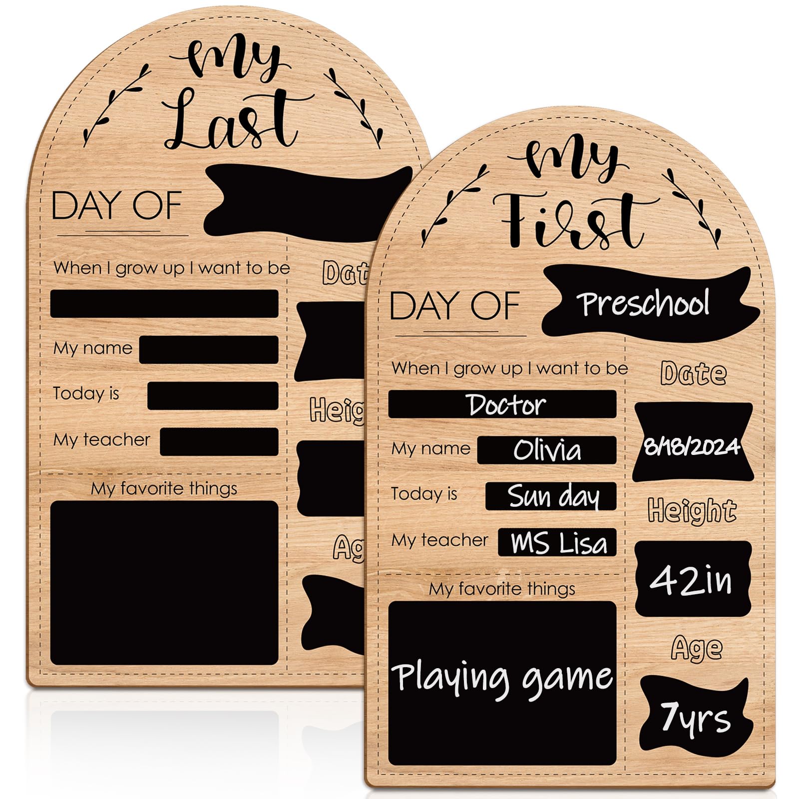 Schild Für Ersten & Letzten Schultag – Doppelseitig, Löschbar, Kreidetafel-Design Mit Apfel, 17,5x30 Cm