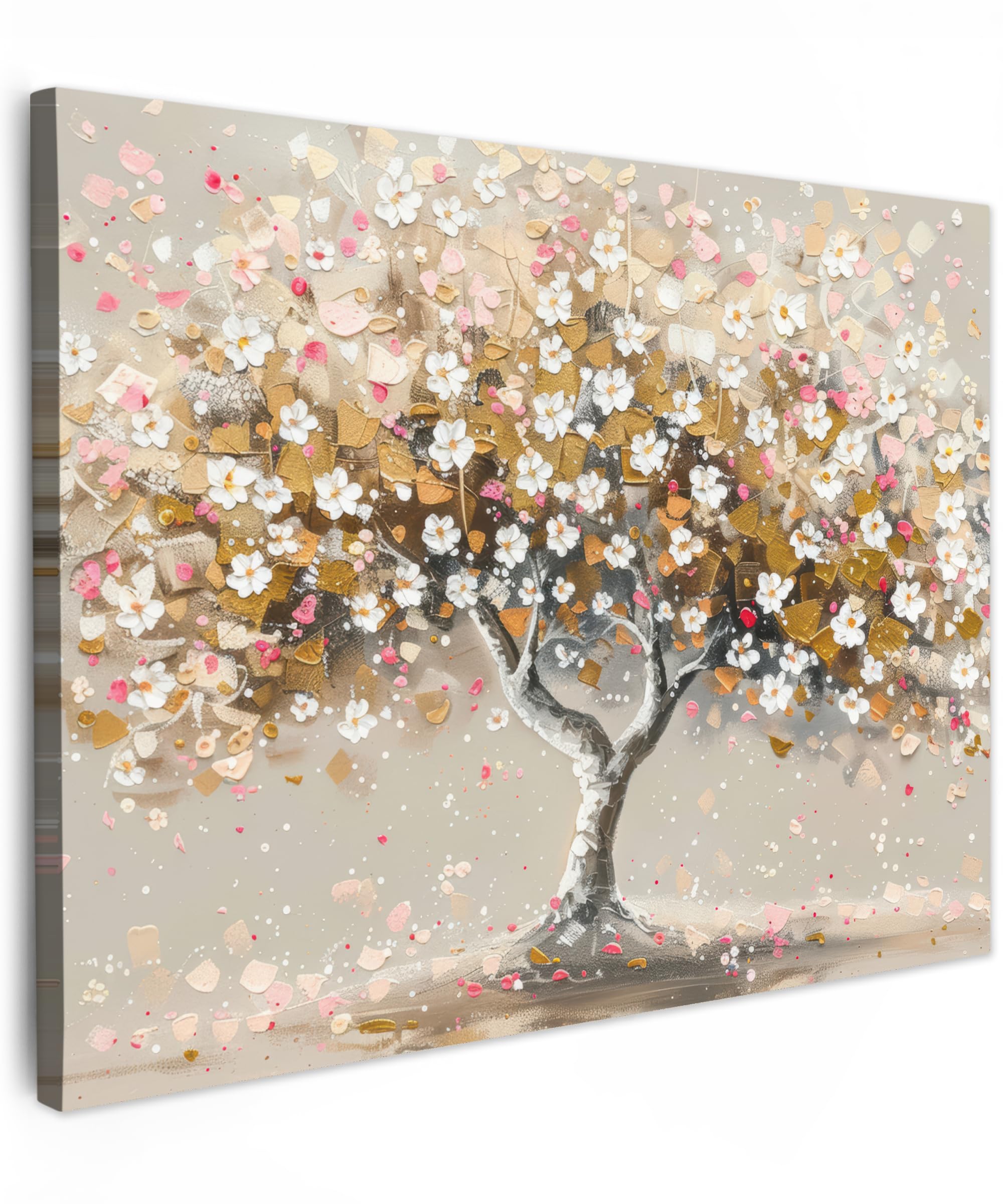 MuchoWow© Cuadros Decoracion Salon Modernos 70x50 cm para Dormitorios Cuadro Decorativos de Salon Lienzos Decorativo Pared Comedor Decoracion Pasillo Flores - Rosa - Arte - Árbol de la Vida