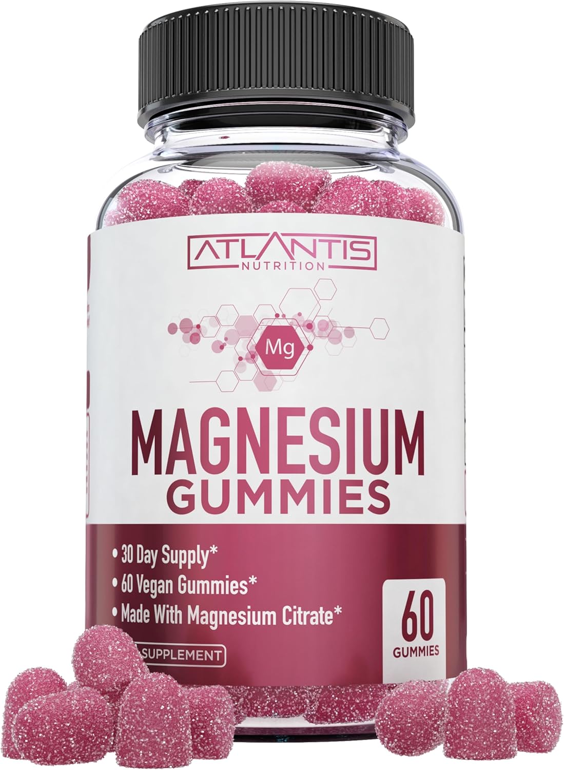 Magnesium Gummies – 770 MG Magnesium Citrate – Promotes Calmness & Improves Sleep. Helps Muscles Recover & Relieves Cramps – 60 Vegan Gummies
