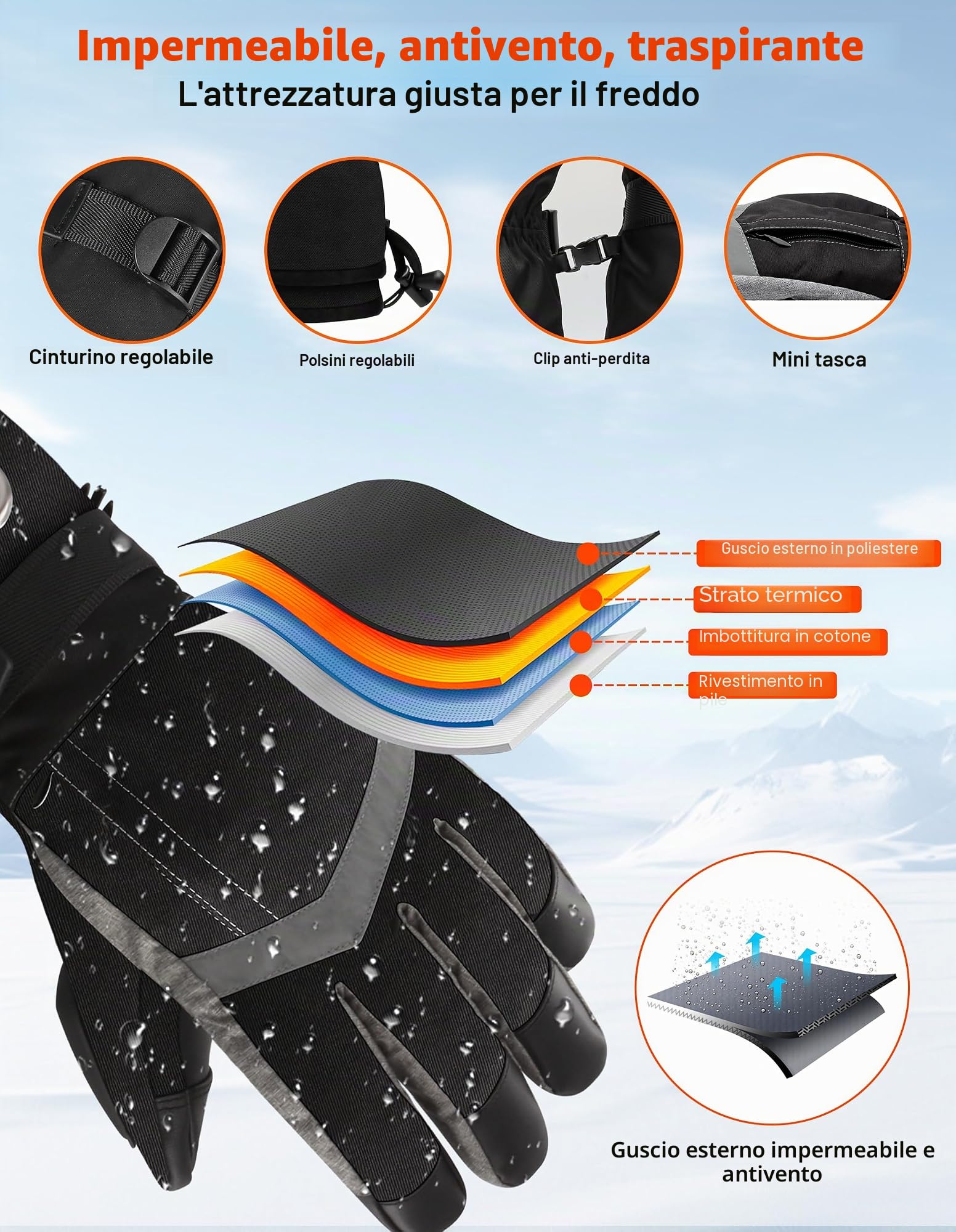 SVPRO Guanti riscaldati, 5 V, 6000 mAh, ricaricabili, riscaldati, per uomini e donne, guanti riscaldanti elettrici impermeabili e antivento per sci, caccia, motociclismo, escursionismo, lavoro