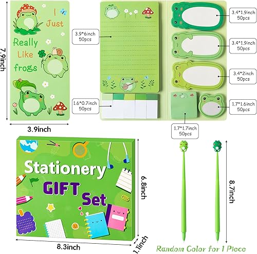 Miniatura 2 de Frog Sticky Note A5 - Juego de cuadernos de notas autoadhesivas de rana, paquete de 2 cuadernos en espiral, bolígrafo de gel negro, suministros de