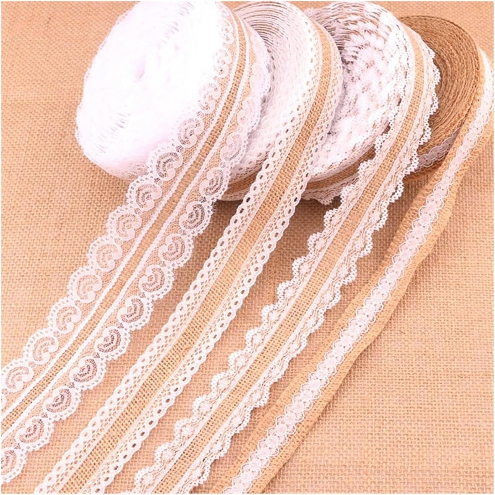 wstążka jutowa, Koronkowa wstążka jutowa, 2 m, 5, wesele DIY rękodzieło do pakowania(Color3,5M)
