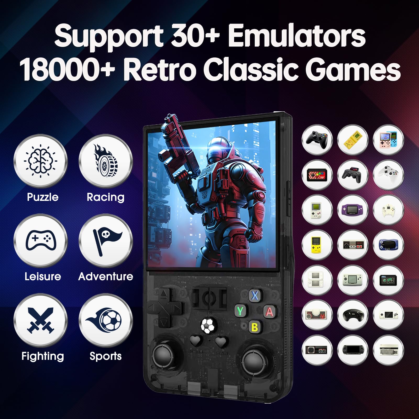 Febotak R36MAX Console di gioco portatile retrò R36S aggiornata con schermo IPS da 4 pollici, 128 GB di spazio di archiviazione, oltre 25.000 giochi e sistema operativo basato su Linux