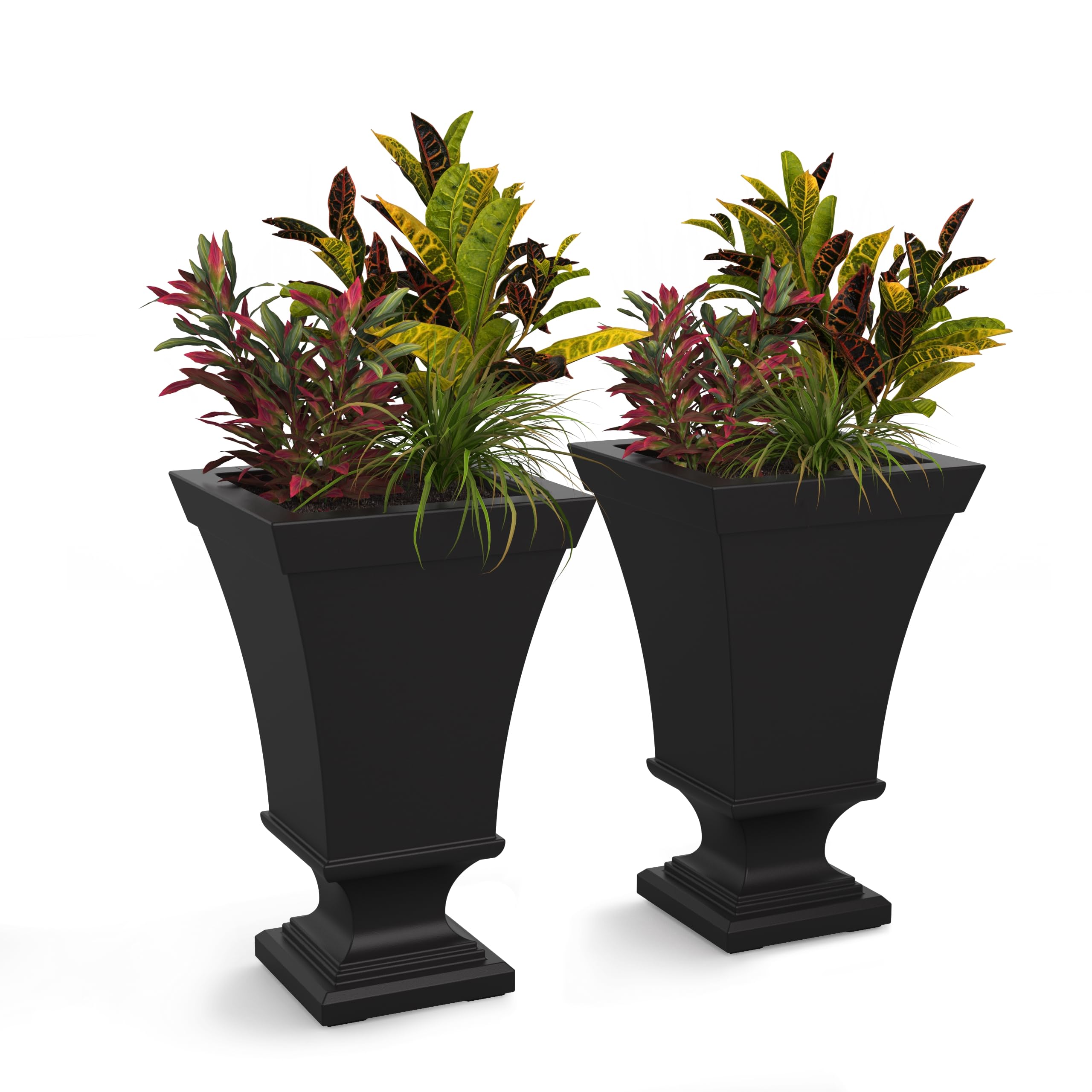 Mayne Inc. Vienna 25in Tall Urn Planter - 2pk - Black - 16in