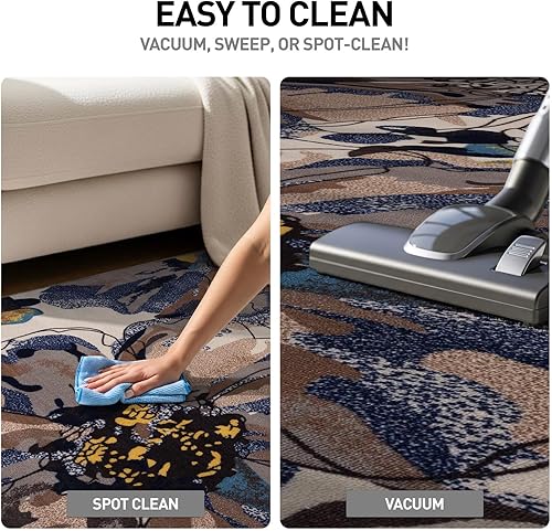 Miniatura 8 de Alfombra antideslizante con diseño de flores brillantes y modernas (antideslizante)