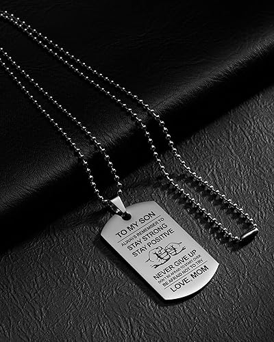 Miniatura 5 de VIMIEW Collar con dije de etiqueta de perro To My Son para hombre, regalo para hijo de papá y mamá, regalo de Navidad, Día de la Madre, cumpleaños,