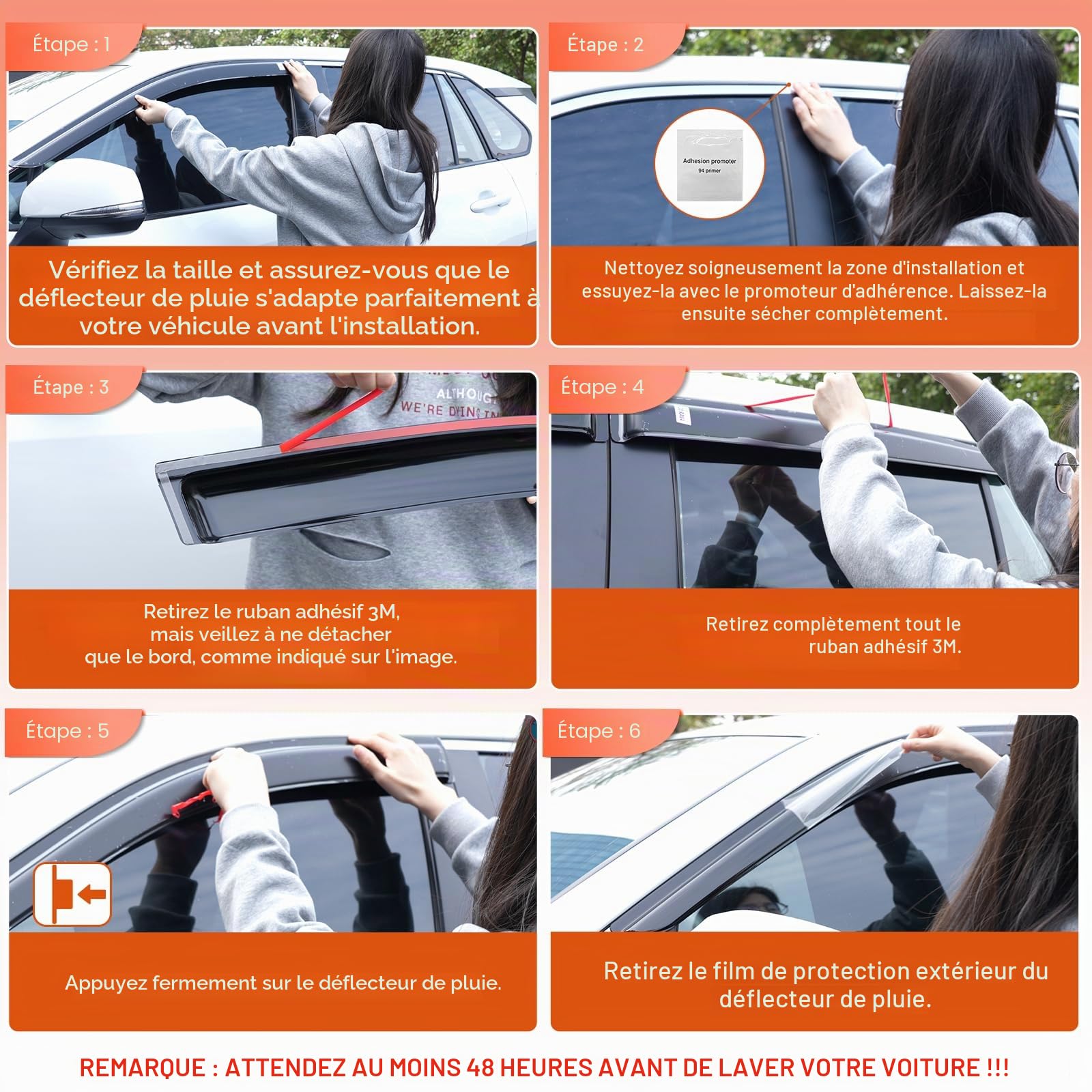 GEARMONSTER Déflecteurs d'air compatibles avec Dacia Duster II 2018-2023, autocollants, déflecteur de vent pour vitre de voiture, protection contre la pluie, 4 pièces, Noir
