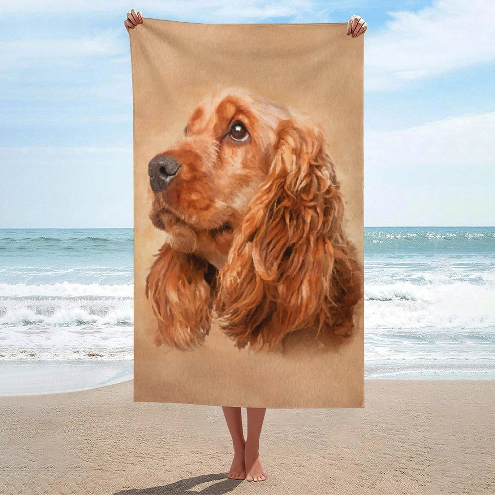 Sinyumoney English Cocker Spaniel Beach Towels Adults Ultra Soft Highly Quick Dry Sand Basics Towel Set Travel Swimming Camping 130X80cm