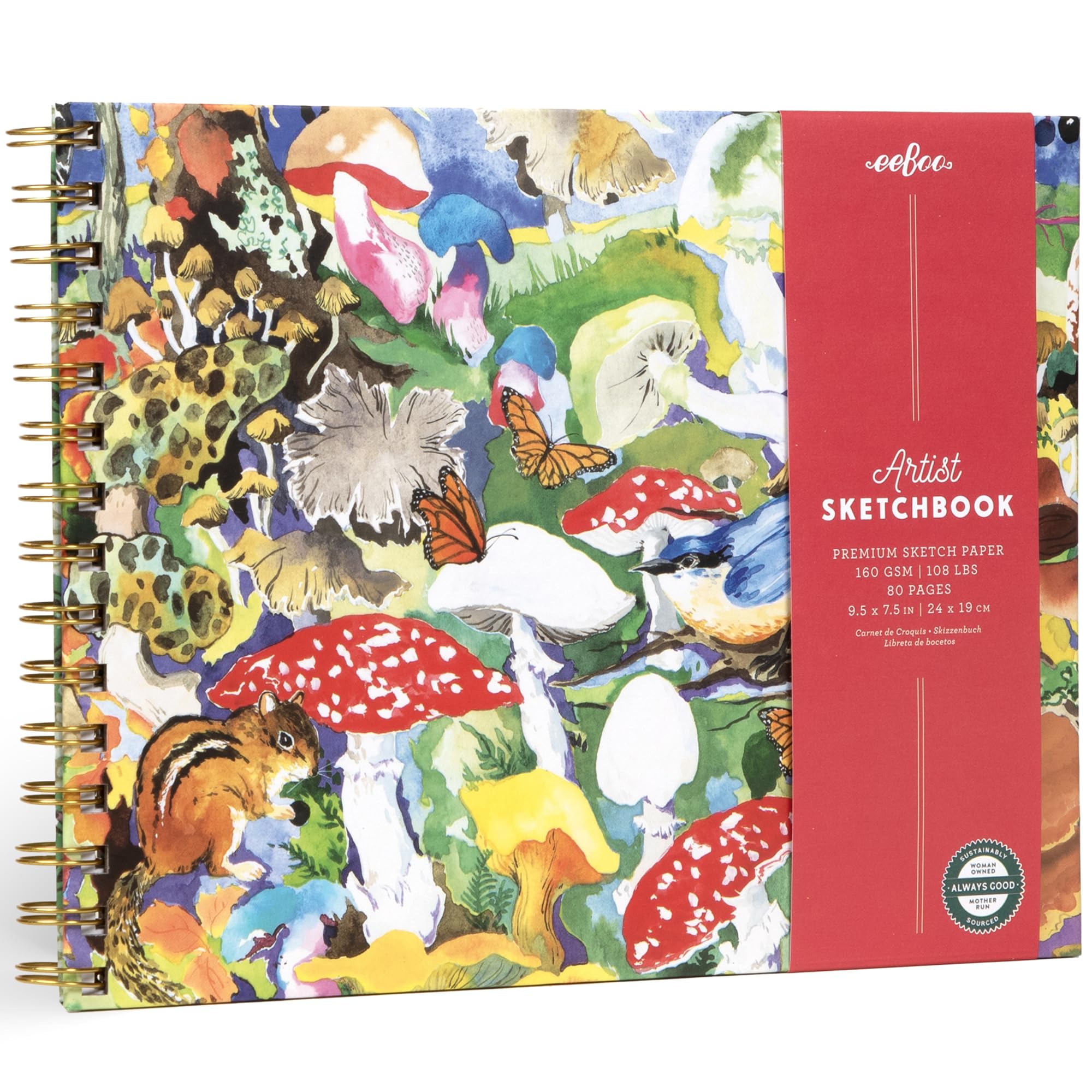 Amazon.com: eeBoo Piece & Love: Artist Sketchbook - Mushrooms - 80