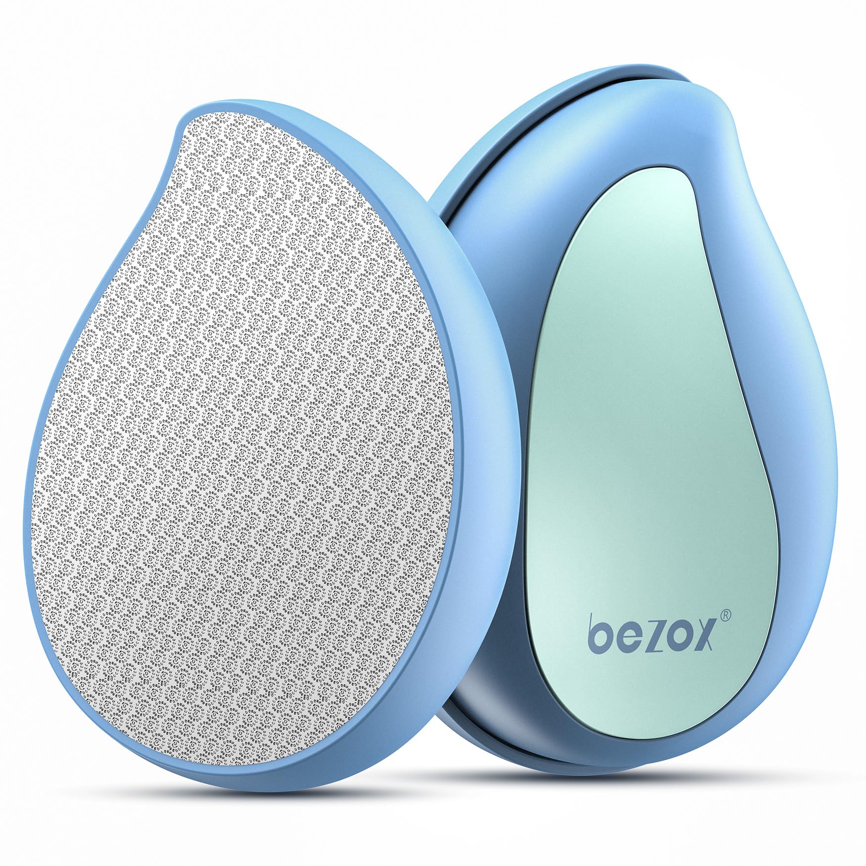 BEZOX Glass Foot File Callus Remover – Professional Foot Scrubber for Dead Skin &amp; Cracked Heels – Premium Pedicure Tools for Feet with Anti-Slip Handle and Protective Cover - Blue