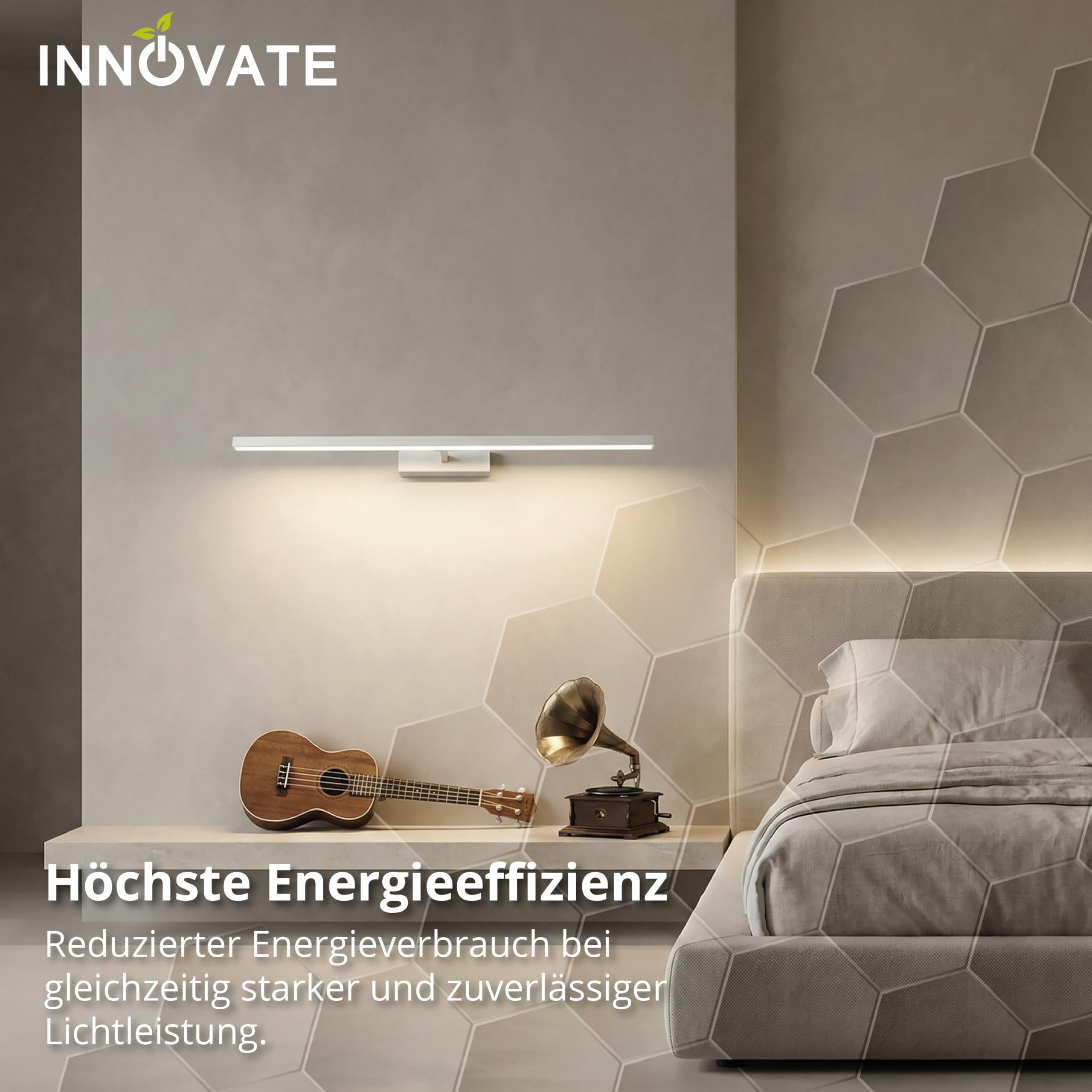 INNOVATE LED Spiegelleuchte Spiegelschrank Bad Weiß [LED Lampe 230 V ColourSwitch schwenkbar] Bild Badezimmer Spiegelschrank I Schrankbeleuchtung Badezimmerschrank I Spiegelleuchte Bad Bilderlampe