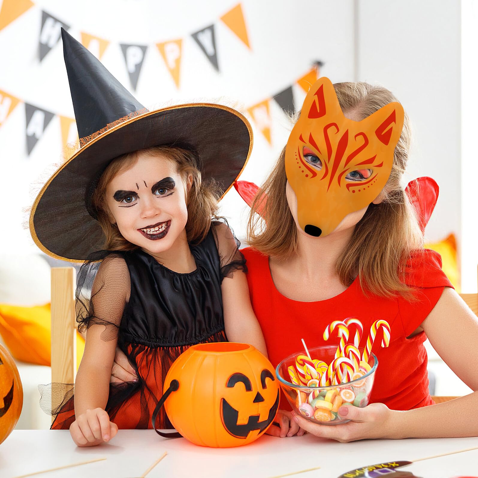 Toddmomy 4 Pezzi Maschere Volpe Bianche in PU per Masquerade Fai da Te Maschere Vuote Decorabili per Festa di Compleanno Carnevale Scuola e Eventi Speciali