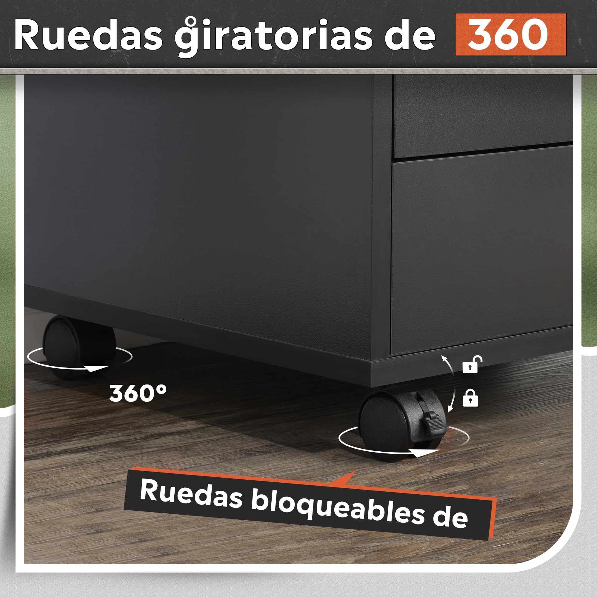 DEVAISE Archivador de 5 Cajones, Mueble Bajo Escritorio Sólido para Documentos A4/Legal/Carta,Negro