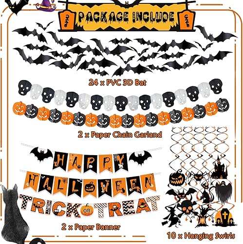 Miniatura 9 de Cartel de Feliz Halloween  Guirnalda de papel colgante de Halloween, decoración de calabaza sangrienta, fondo de fotos para pared, hogar, manto,