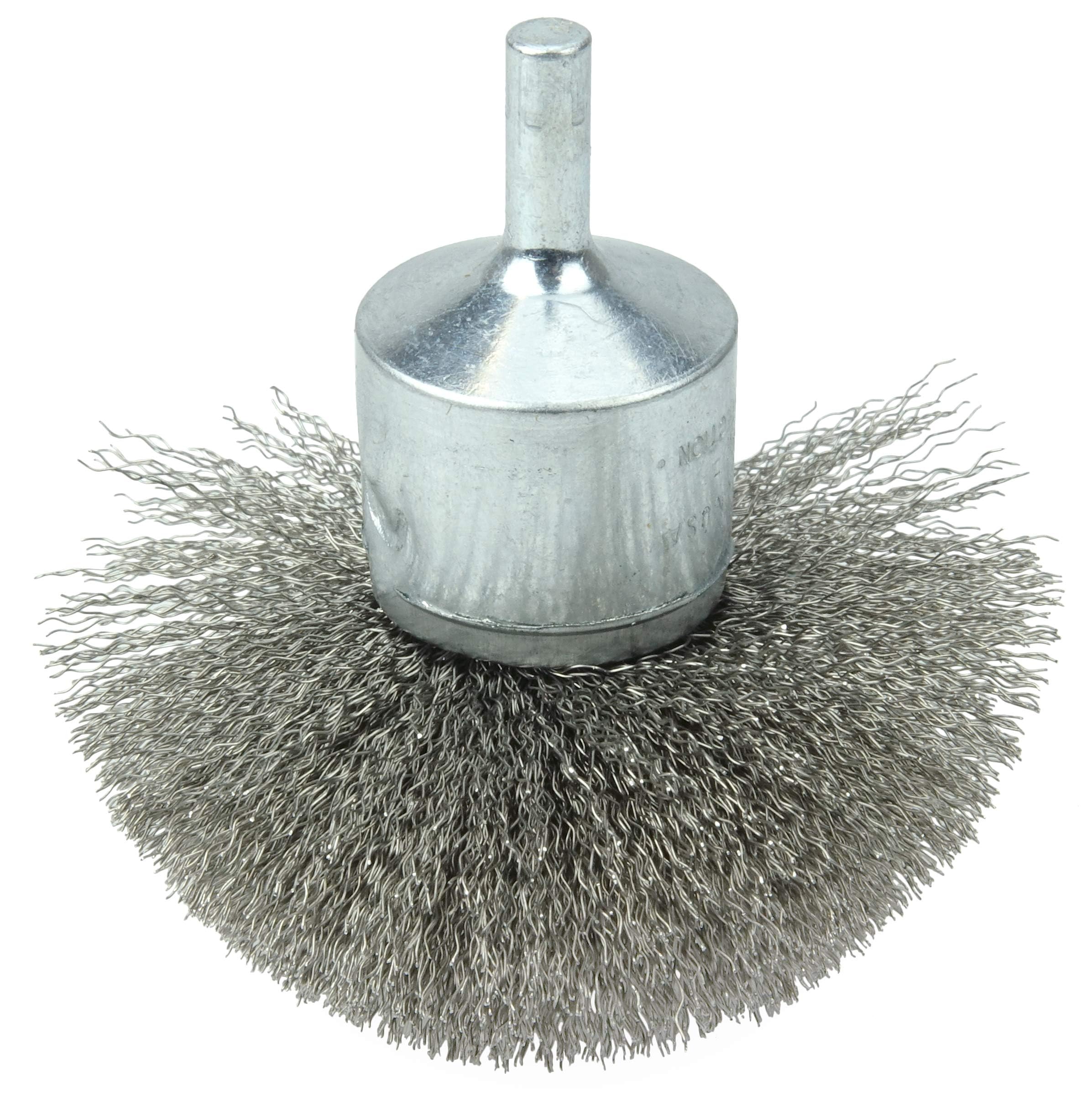 Weiler 10047 Cepillo circular acampanado con extremo de alambre, 1-1/2 pulgadas, 0.20 pulgadas, relleno de acero inoxidable, 3", 1