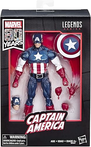 Miniatura 2 de Marvel Comics 80th Anniversary Legends Series - Figura de acción coleccionable de Capitán América, a escala de 6 pulgadas
