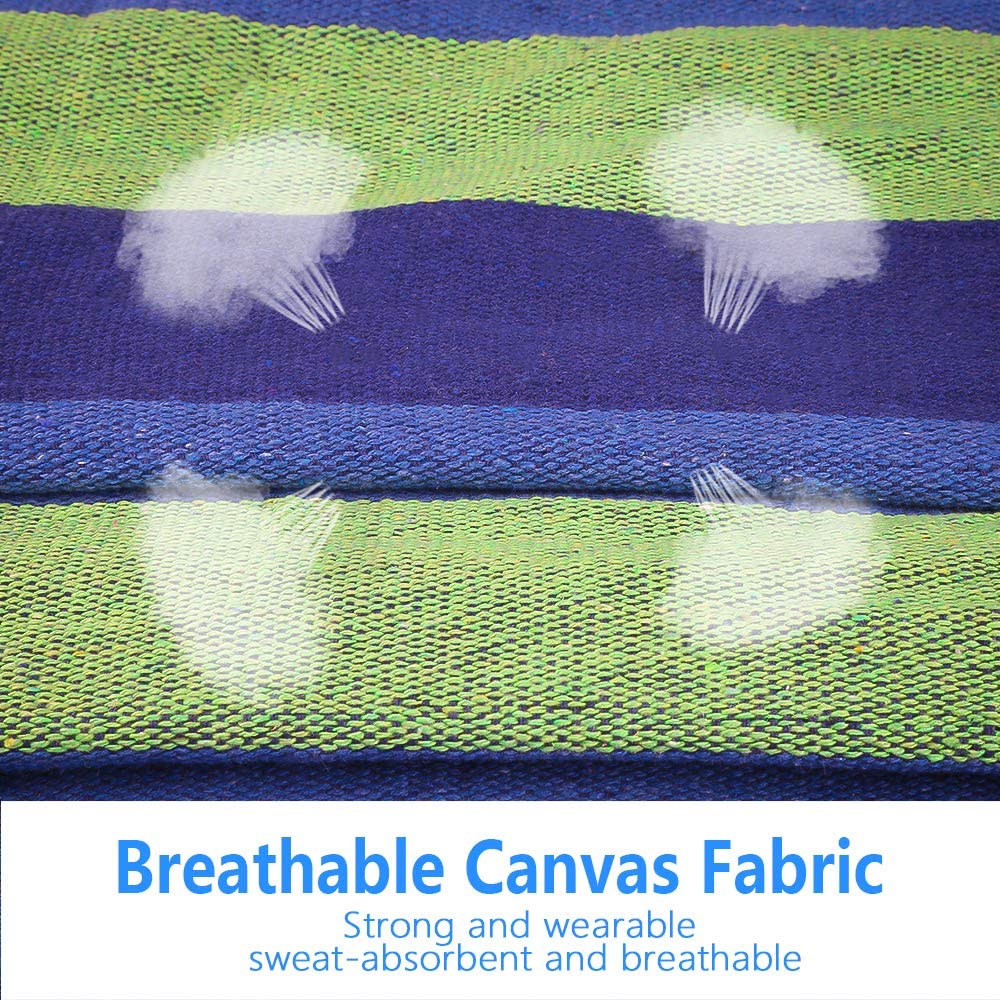 Doppel Hängematte 280 x 150 cm, Outdoor Hängematten Stabhängematte für Reise Camping Wandern Garten, tragbar und atmungsaktiv, Belastbarkeit bis 300 kg, Blaue Streifen