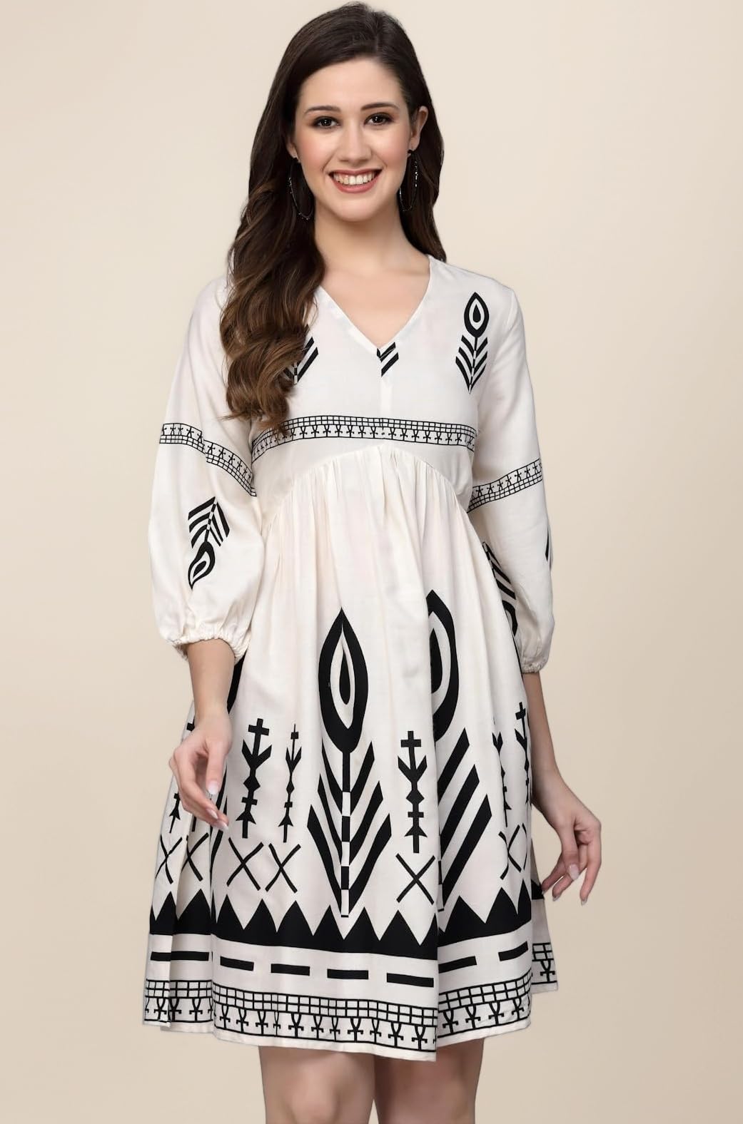 Stylum Women's Printed Rayon Flared Dress