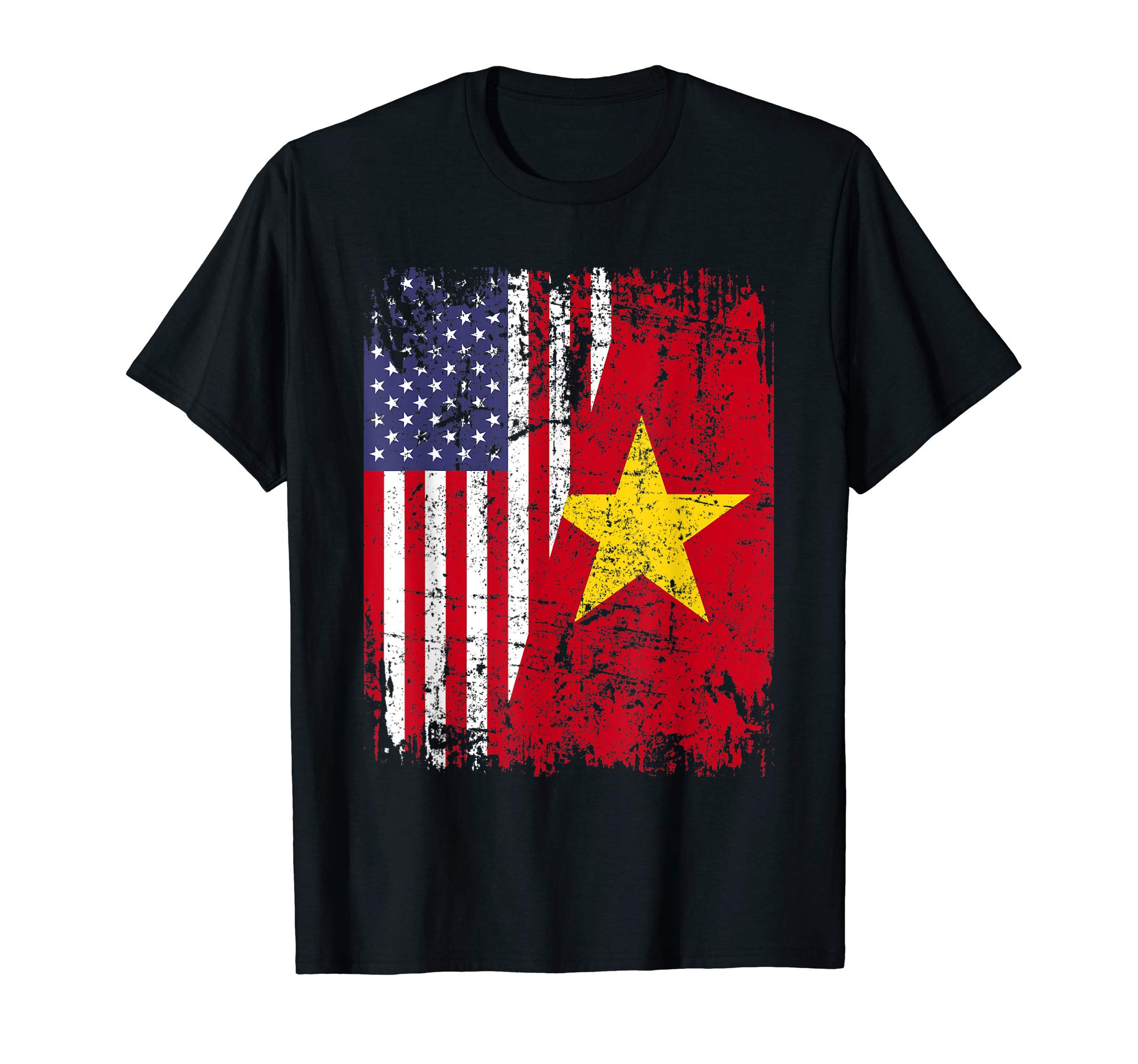 Vietnam Family StoreVIETNAMESE ROOTS | Half American Flag | USA VIETNAM FLAG T-ShirtOEKO-TEX STANDARD 100