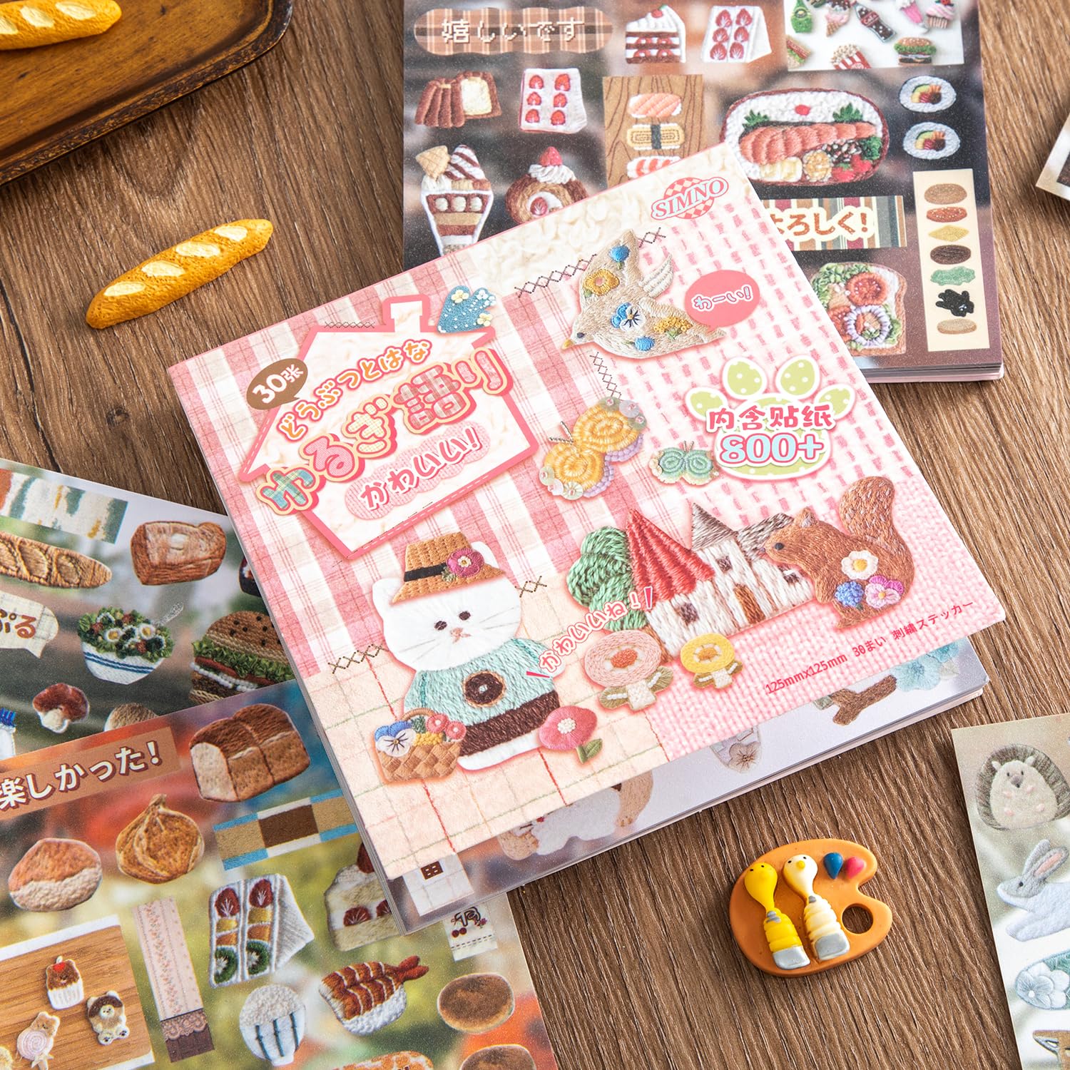 Livre d'autocollants rétro japonais pour fille, thème animaux et plantes – Plus de 800 autocollants brodés de style ancien Showa mignon pour bricolage, scrapbooking, journal, décoration de manuel