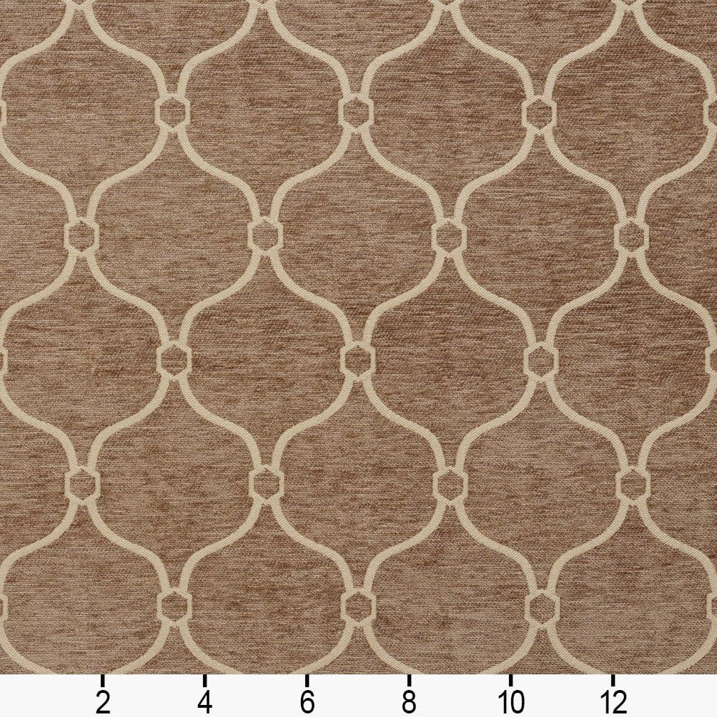 Light Brown Woven Trellis Chenille Upholstery Fabric by The Yard - SKU: Athena Truffle