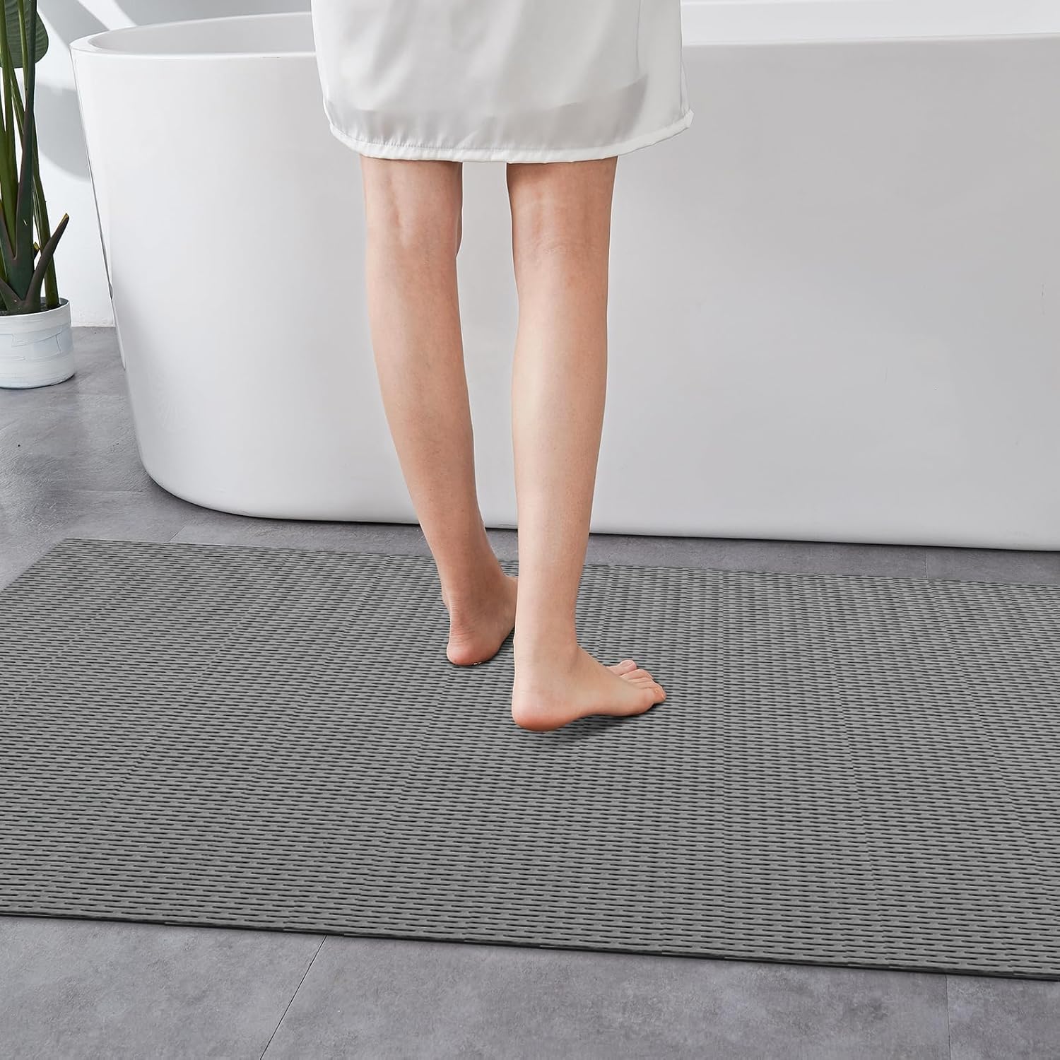 tonchean 3X10FT PVC Drainage Floor Mat, Indoor Outdoor Entrance Mat, Non-Slip Floor Mat for Swimming Pool Garage Kitchen Restaurant Sauna SPA, Grey - Image 6