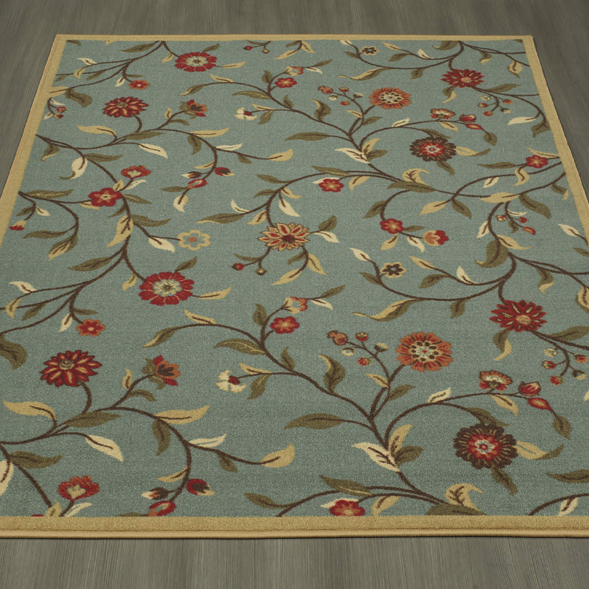 Ottomanson OTH2095-5X7 Ottohome Rug, 5'0" X 6'6", Sage Green Floral, 6 Feet