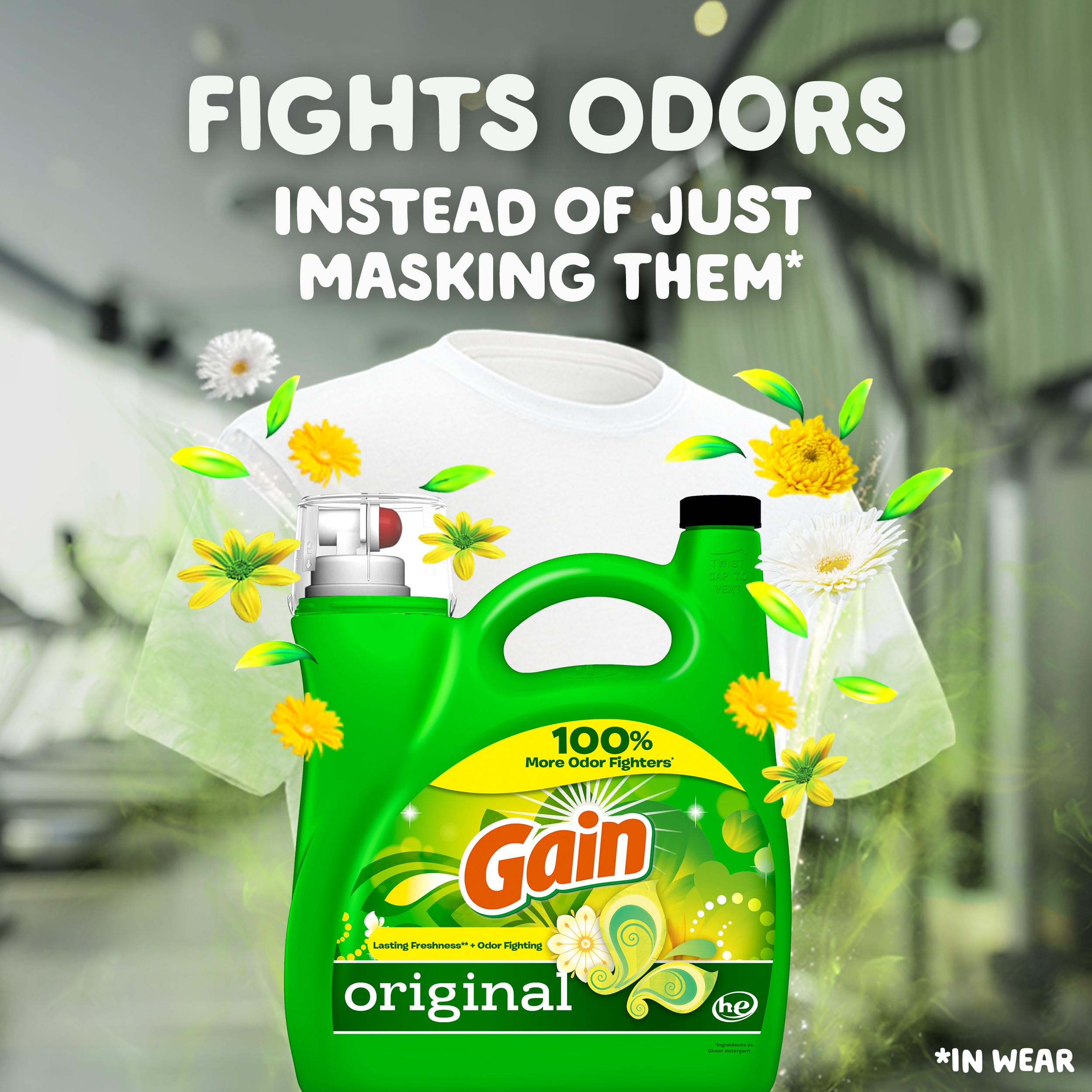 Gain + Aroma Boost Liquid Laundry Detergent, Original Scent, 107 Loads, 154 fl oz, HE Compatible