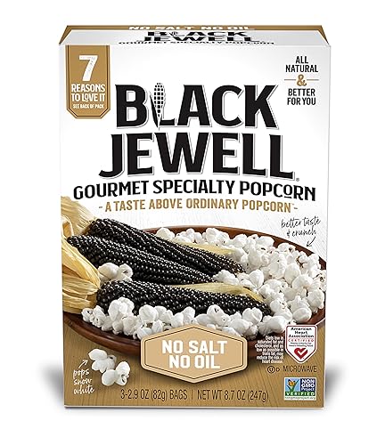 Black Jewell Palomitas de maíz gourmet para microondas sin sal sin aceite 87 onzas paquete de 3