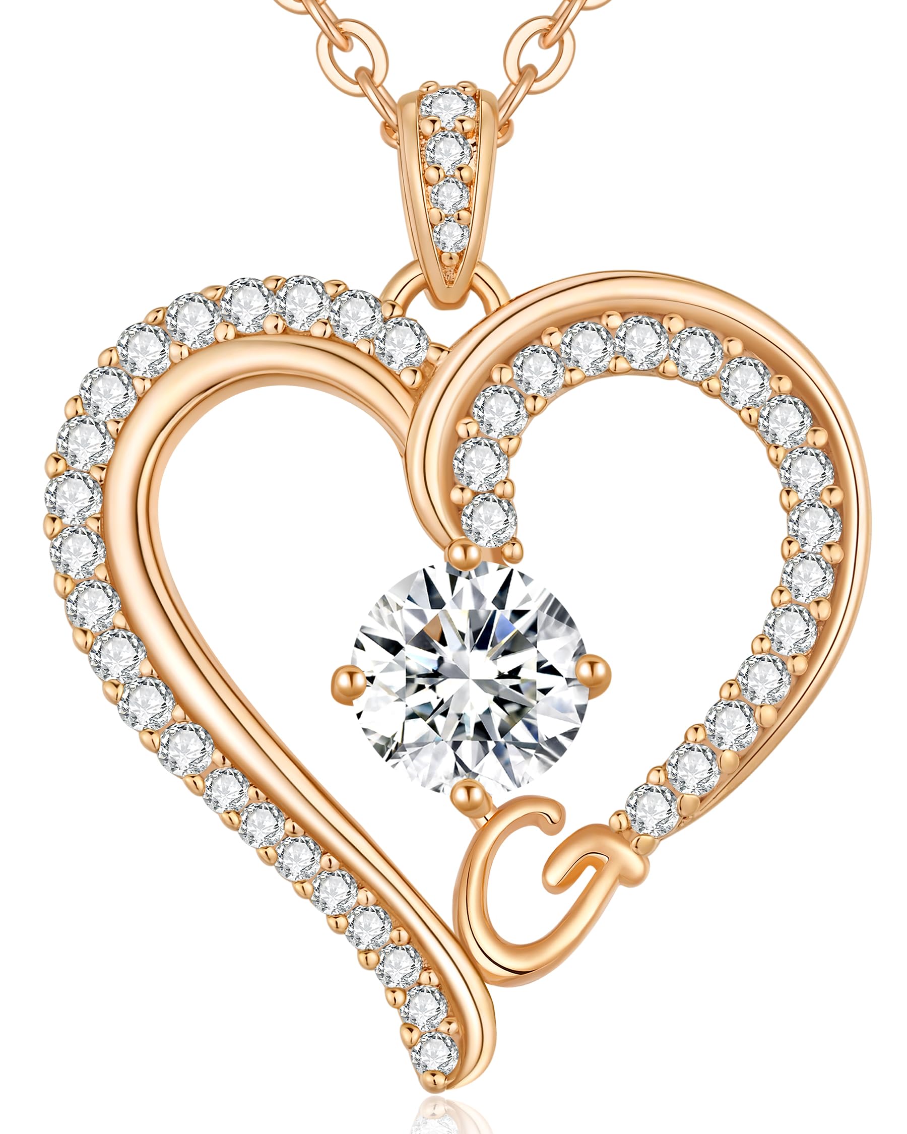 CDE Kette Damen mit Buchstabe Anhänger Herz Anhänger mit Zirkonia Schmuck Halskette für Frauen Geschenk für Freundin, Mama, Frau zum Geburtstag, Valentinstag Weihnachtsgeschenke