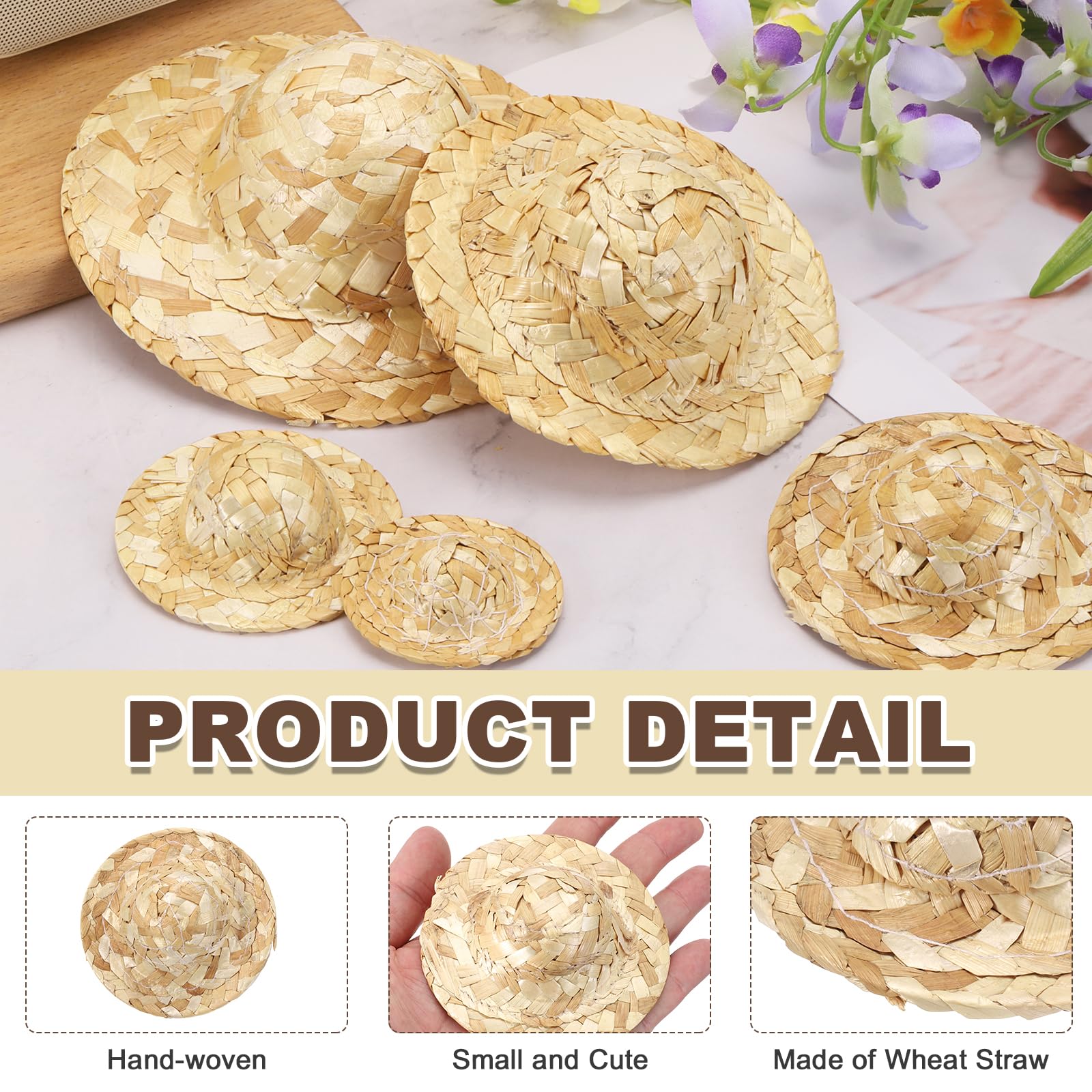 Amazon.co.jp: PATIKIL 12個セット ミニ麦わら帽子 3.5インチ 編み物