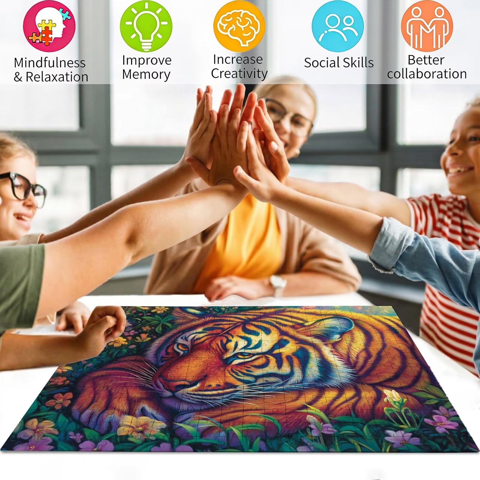 Puzzle 2000 Teile Tier, Holzpuzzle Erwachsene, Klassisches Lernspiel Puzzle Tiger, Groß Impossible Jigsaw Puzzles, Wunderschönes Deko Puzzes und Geschenke, Bastelset Erwachsene 99.5 X 70.5cm 8p-127