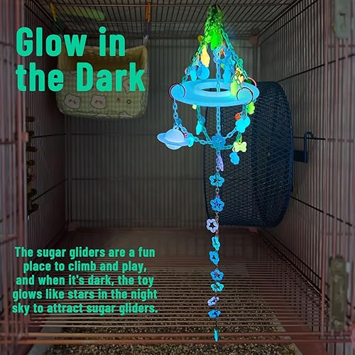 Glow in the Dark Sugar Glider Planet Moon Space Platform Toy - Hanging Climbing Toy for Sugar Glider Cage Accessories