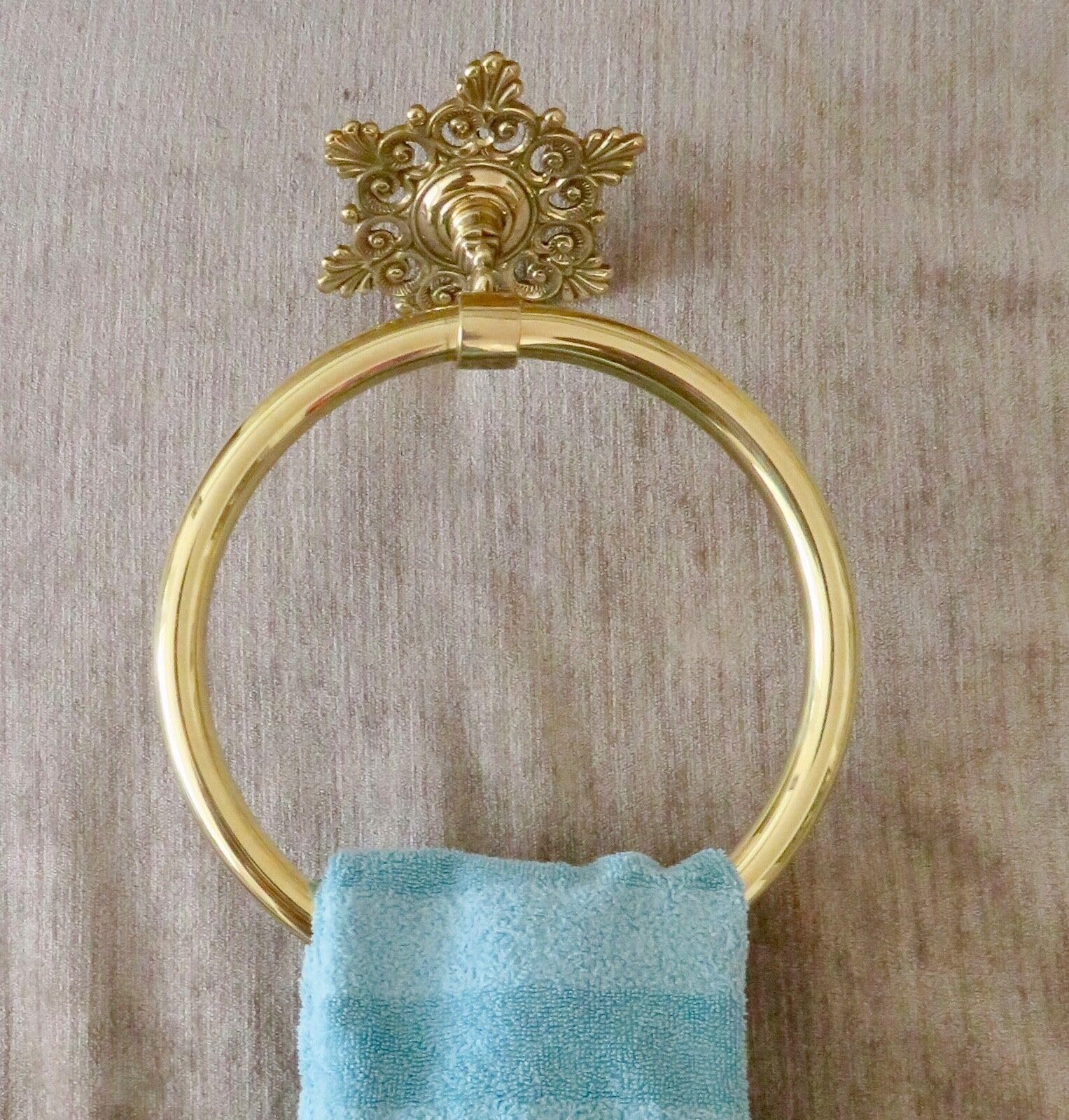 Toallero dorado latón barroco accesorios de baño baño baño lujo clásico (toallero redondo)