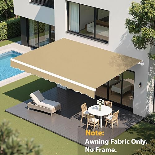 Miniatura 2 de MCombo Toldo de patio de 9.4 x 7.8 pies, tela de repuesto para toldos retráctiles de 9.9 x 7.8 pies (9.4 x 7.8 pies, beige)