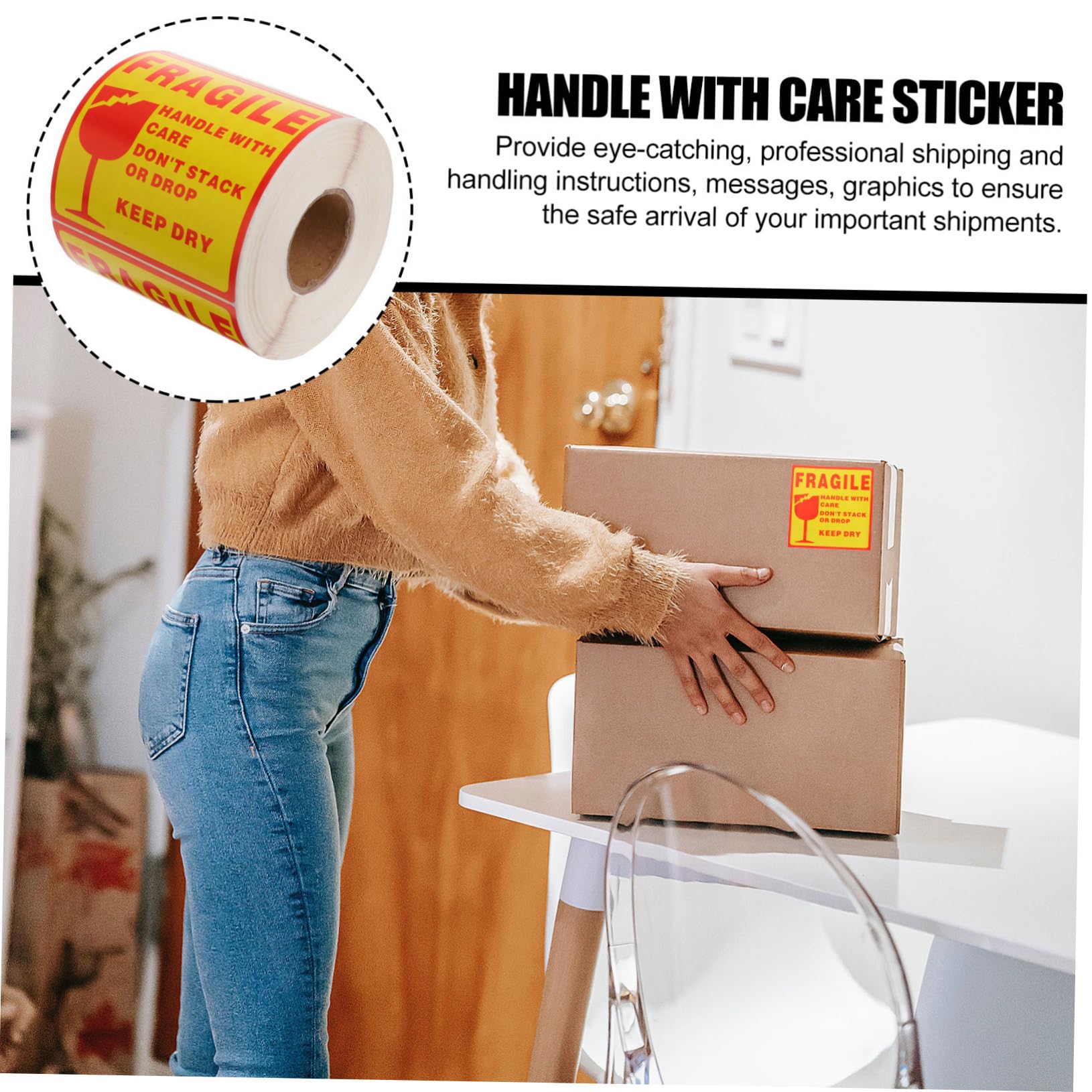MAGICLULU Etichette Fragili Adesive Per Spedizione Decalcomanie Fragili Per Imballaggio Avvisi Resistenti Per Merci