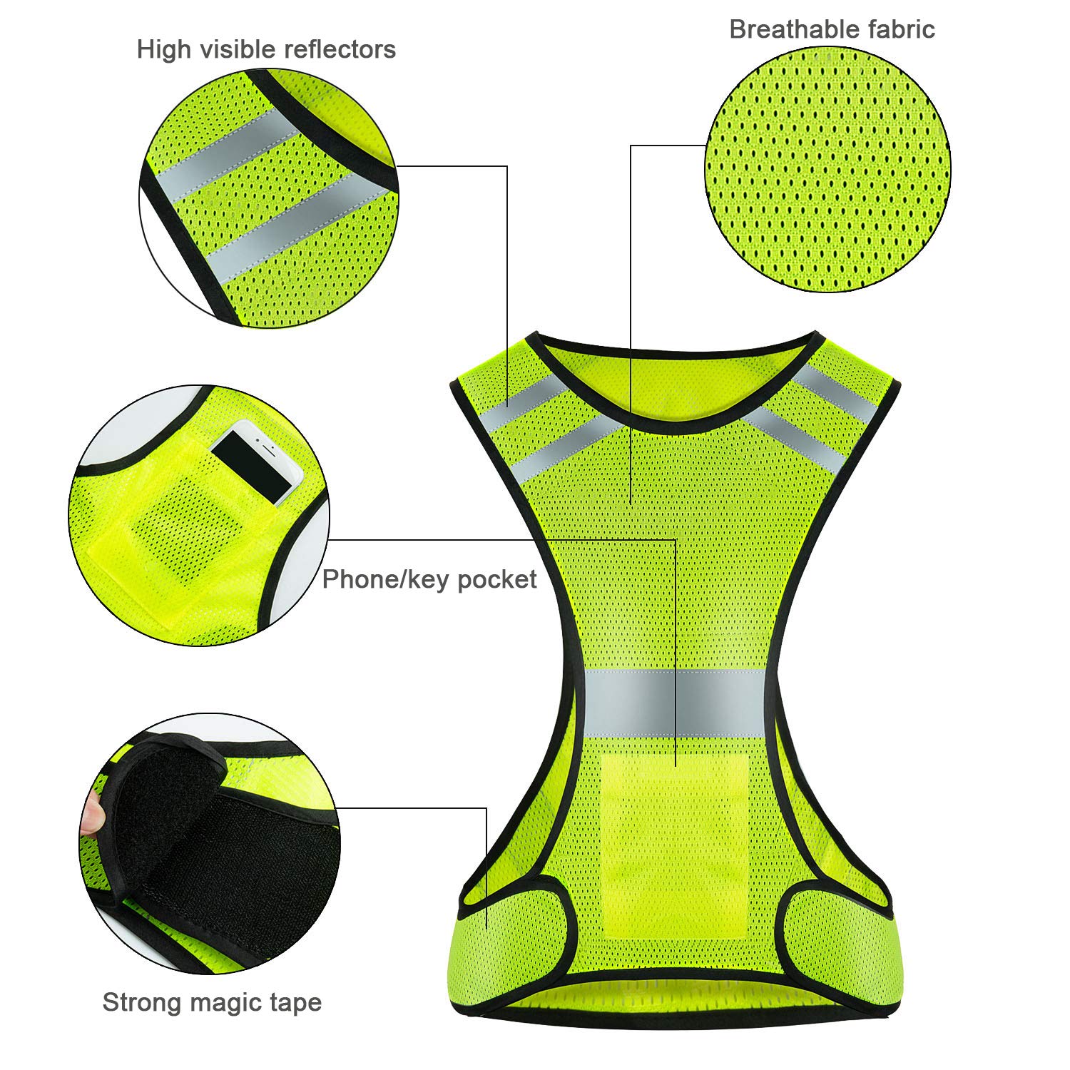 Gilet Riflettente ZWOOS Con Bande Catarifrangenti - Alta Visibilità Per Corsa E Ciclismo Notturno - Foto 7