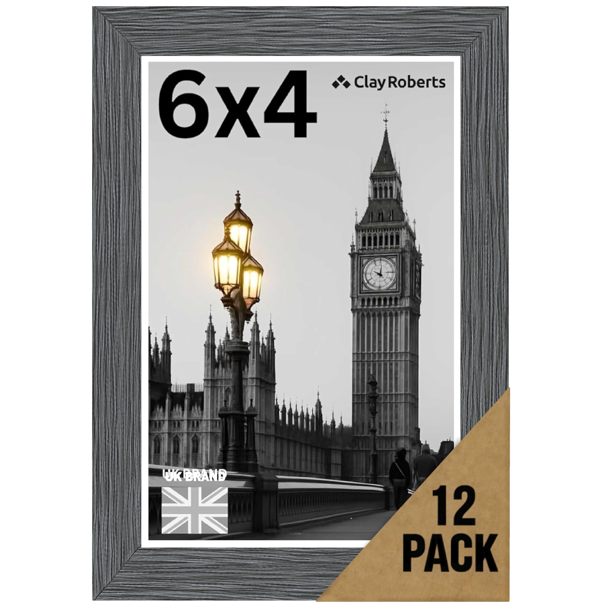 6x4 Dark Grey Photo Frame Picture Frame, Freestanding and Wall Mount, 10x15cm, 4x6 Frame for Wall Collage Display, Shelf and Staircase, Home or Gift.