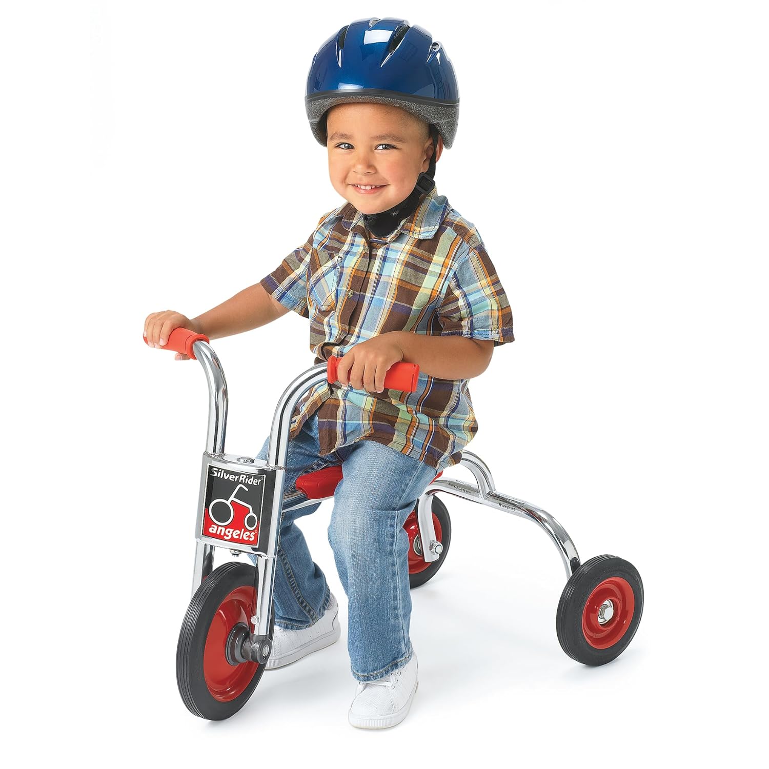 Angeles Push Bike for Toddlers, Toddler Tricycle with Solid Airless Rubber Tires, Kids Bike for Preschools and Daycare, Ages 18 Months and up, SilverRider 12.75" Tall Seat