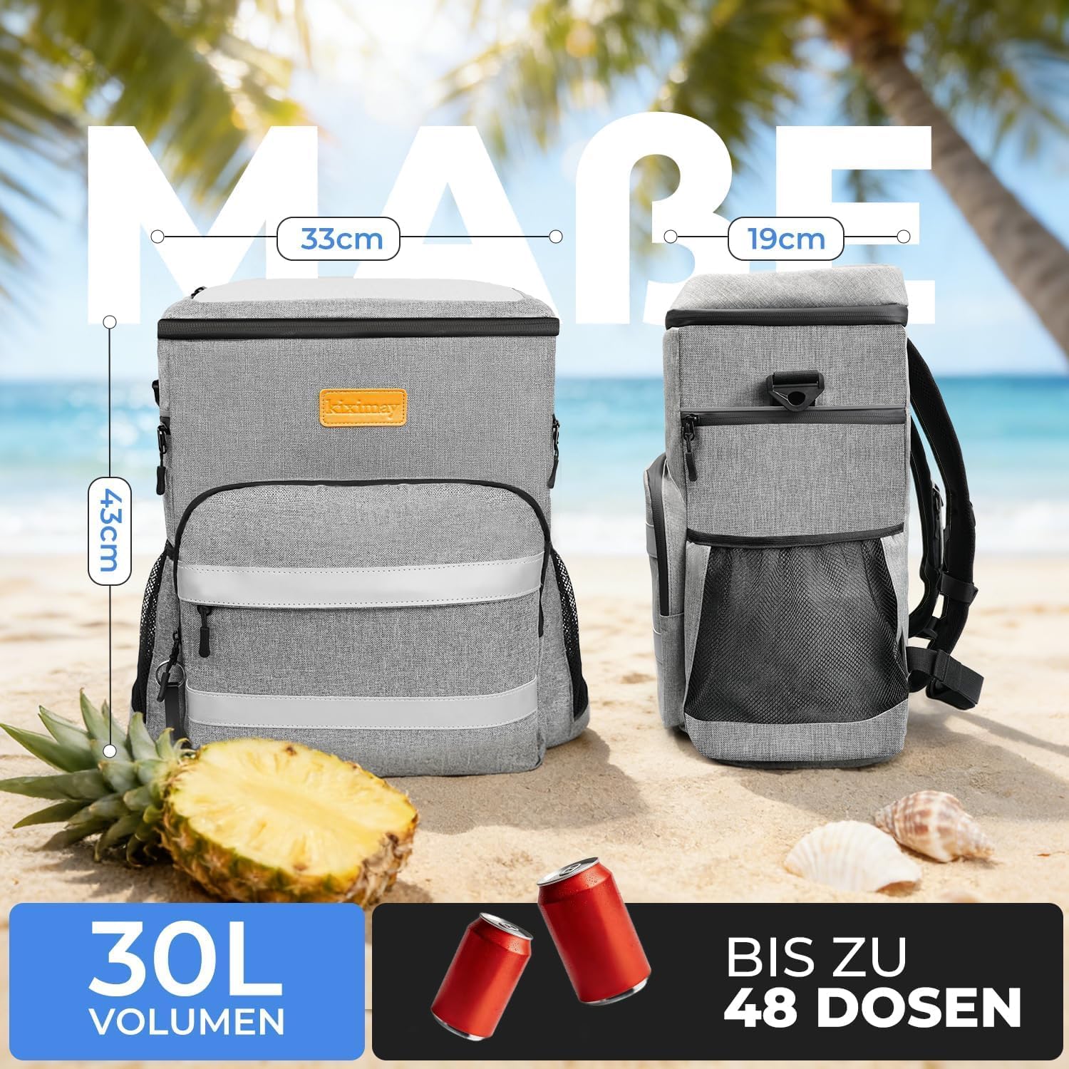 30L Kühltasche, Premium Isolierte Kühlbox – 24+ Stunden Kalt, Faltbar, Wasserdicht & Auslaufsicher – Ideal für Camping, Picknick, Strand, BBQ & Auto