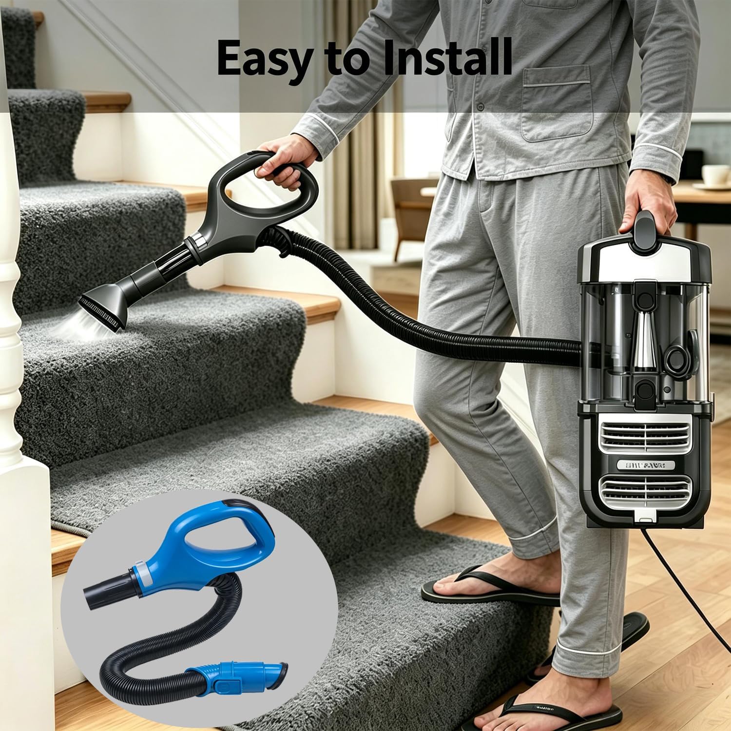 UV730 Replacement Hose Handle for Shark UV725 UV725 26 CU530 ZU561 ZU562 UV650 Navigator Lift-Away Upright Vacuum, Vacuum Hose (Blue）Parts with Cleaning Brush