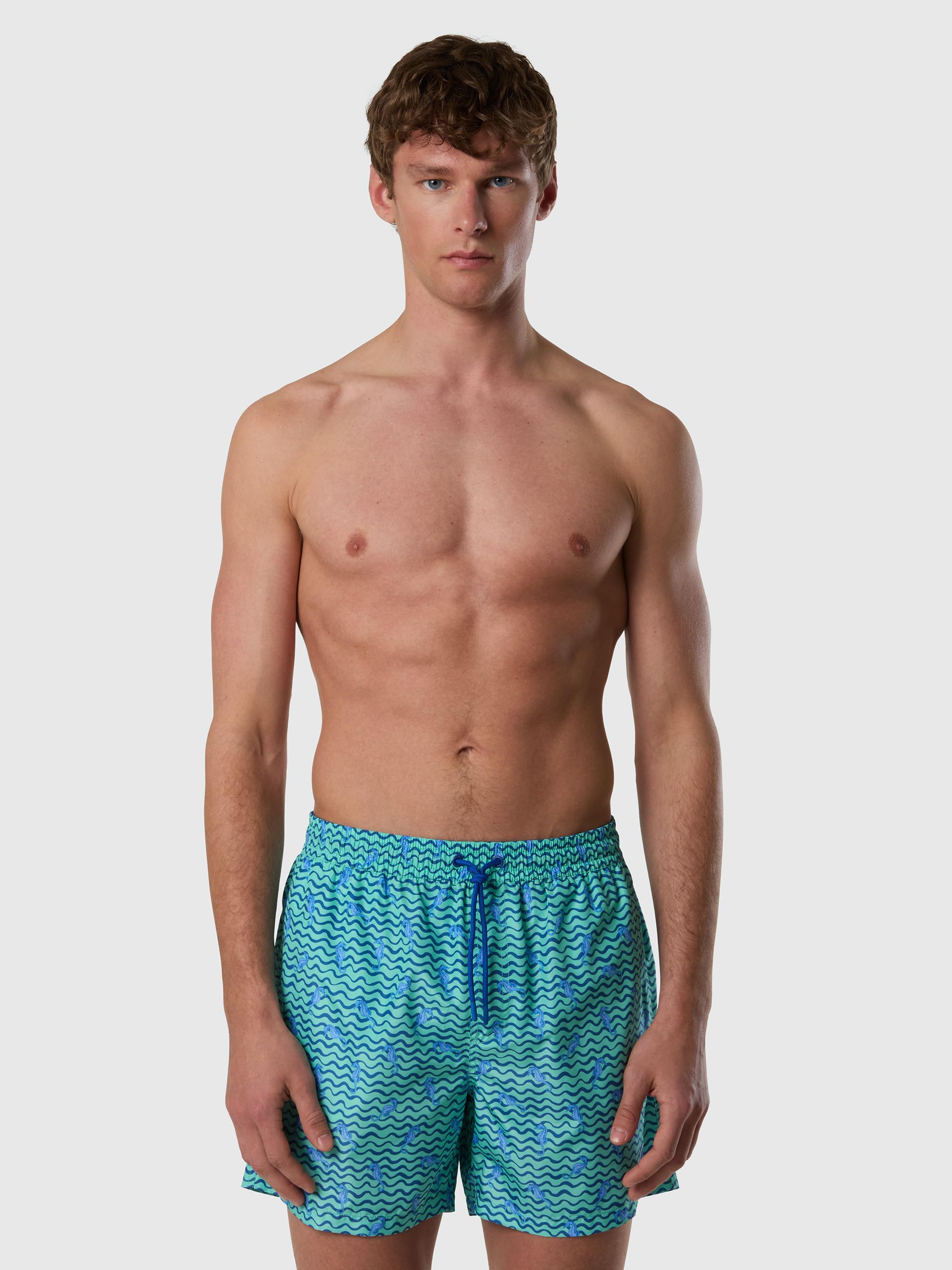 NORTH SAILS Boxer Mare Uomo in Tessuto Riciclato ad Asciugatura Rapida con Stampa all Over