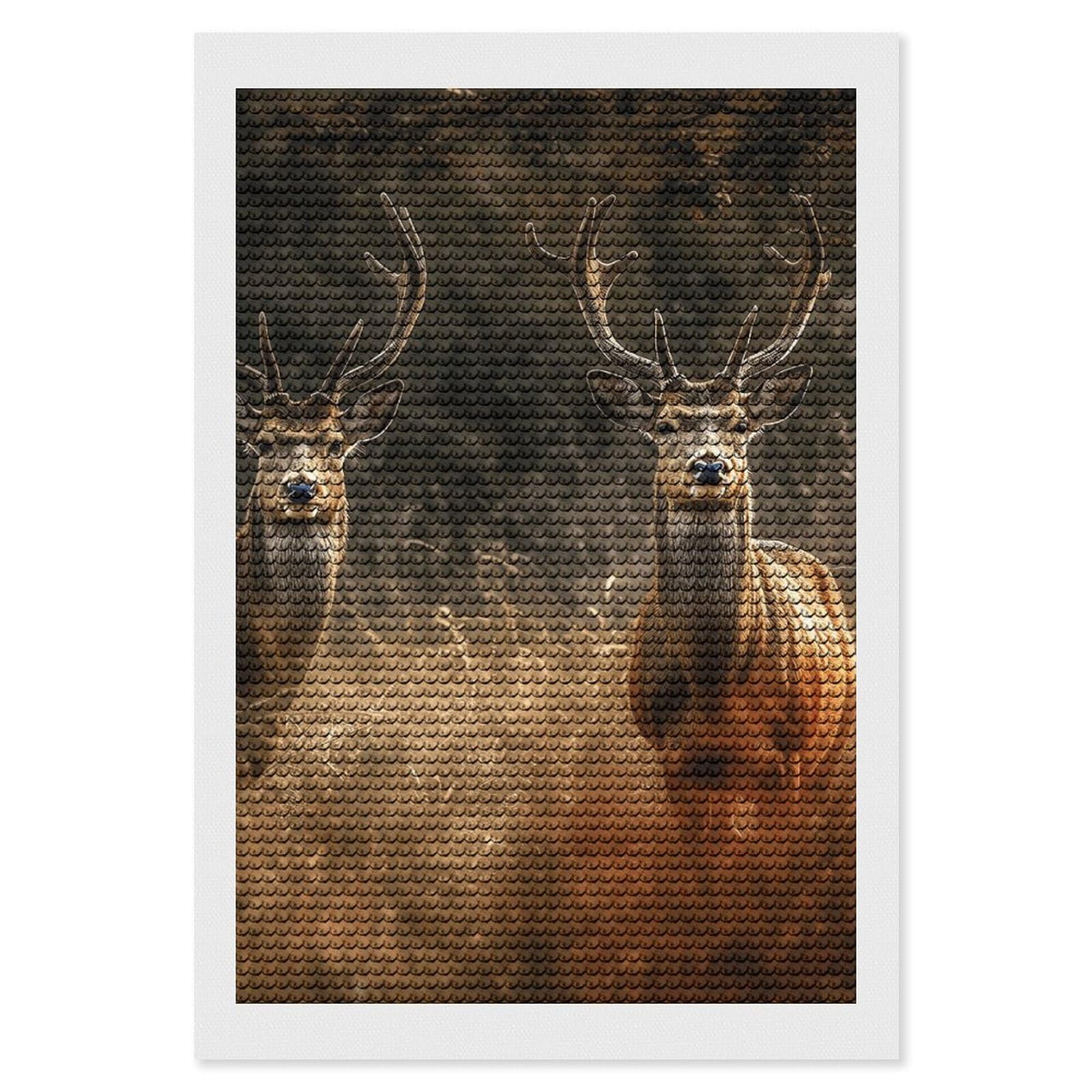 NONHAI Diamond Painting Kits for Adults - DIY Diamond Art Kits for Beginners - Full 5D Paint Drill Diamond Dots Paintings- Deer in Meadow Diamonds Pictures Gem Art and Craft Wall Decor 8"x12"