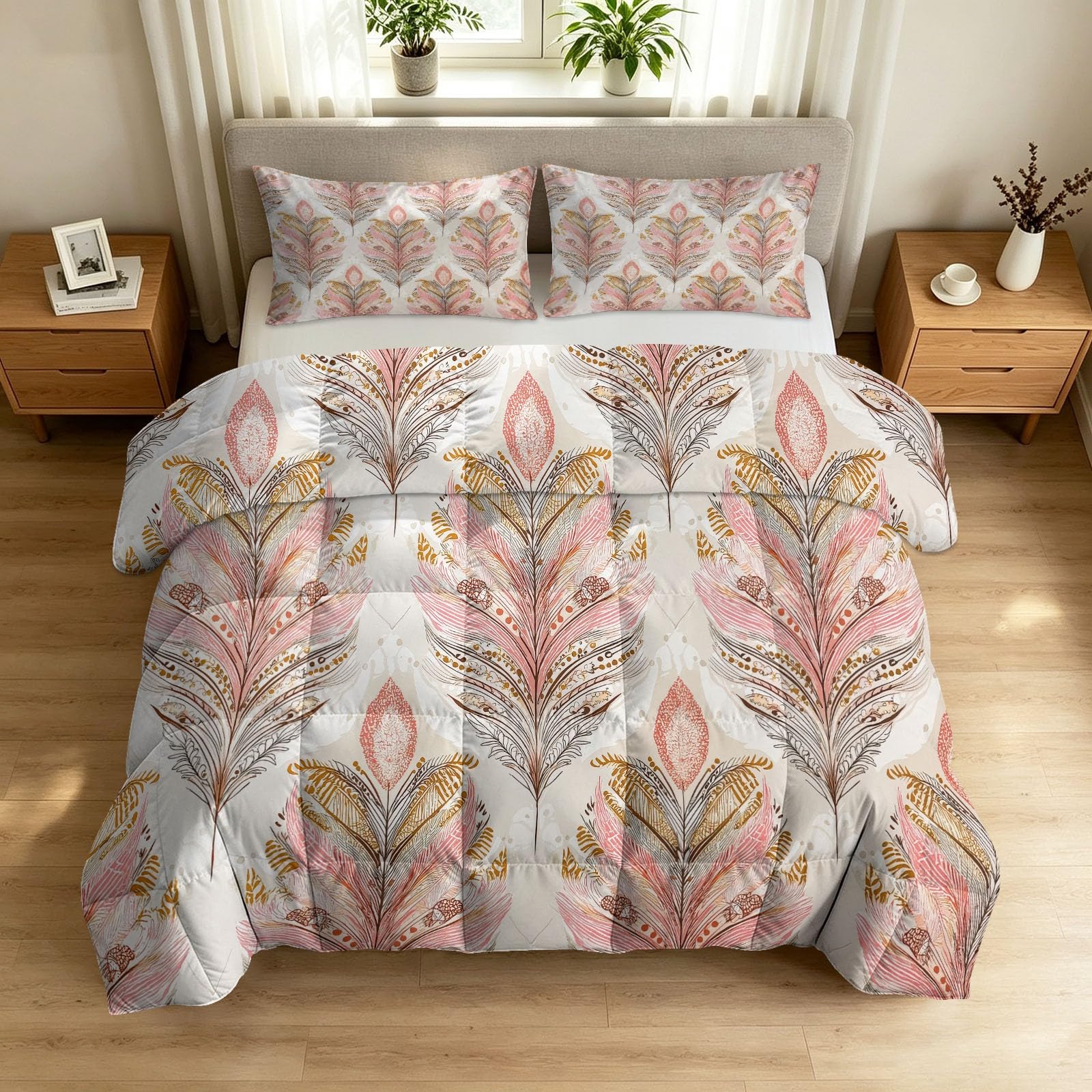 Couette 220 x 240 cm imprimée plumes lit 2 personnes édredon matelassé doux