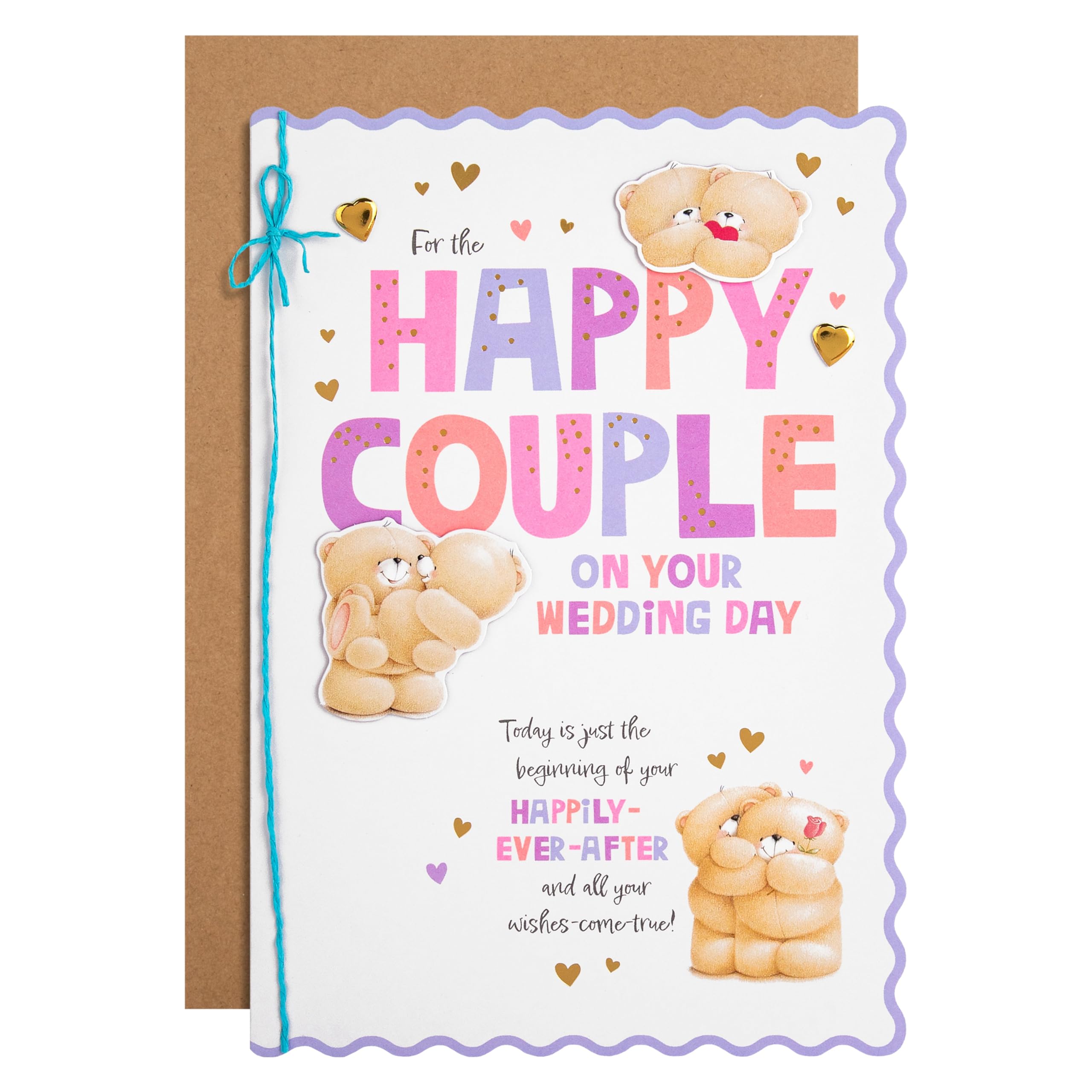 Hallmark Wedding Card for Couple Forever Friends Design Pink, Blue