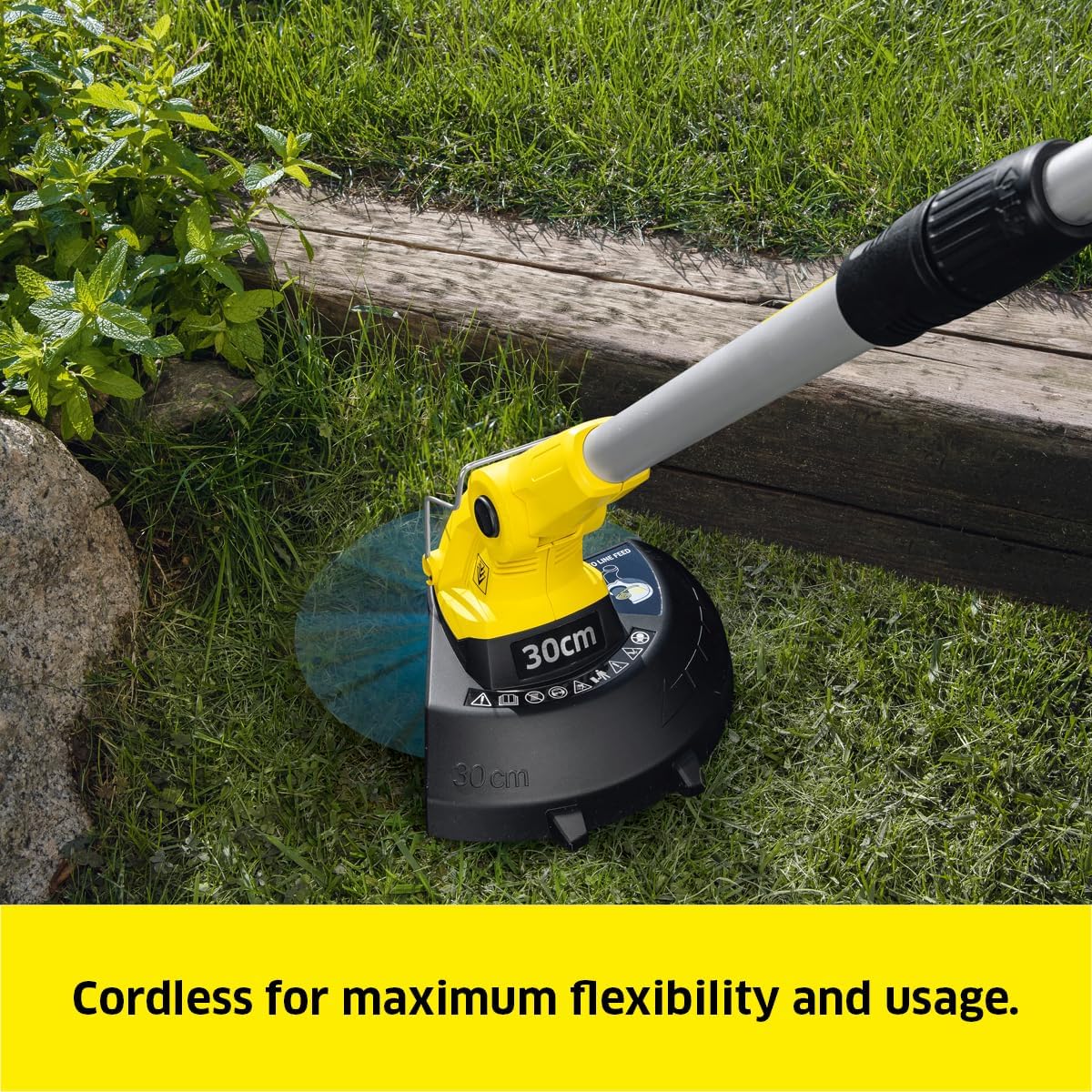 Kärcher 18V Battery-Powered Grass Trimmer LTR 18-30, Cutting Speed: 7800 rpm, Cutting Diameter: 30 cm, Thread Diameter: 1.6 mm, Can be Used with the Kärcher 18V Battery, Battery not Included Yellow