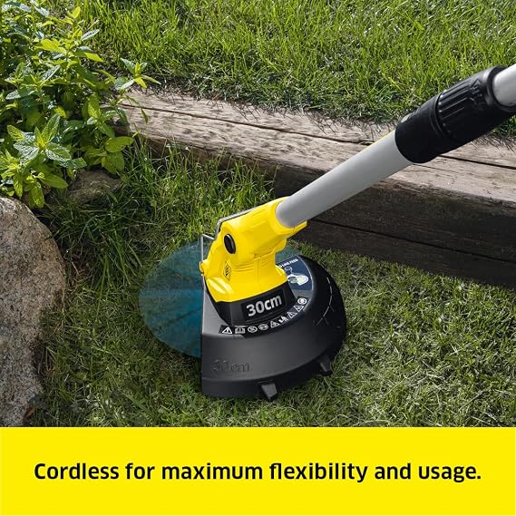 Karcher 18V Battery-Powered Grass Trimmer LTR 18-30, Cutting Speed: 7800 rpm, Cutting Diameter: 30 cm, Thread Diameter: 1.6 mm, Can be Used with the Karcher 18V Battery, Battery not Included Yellow