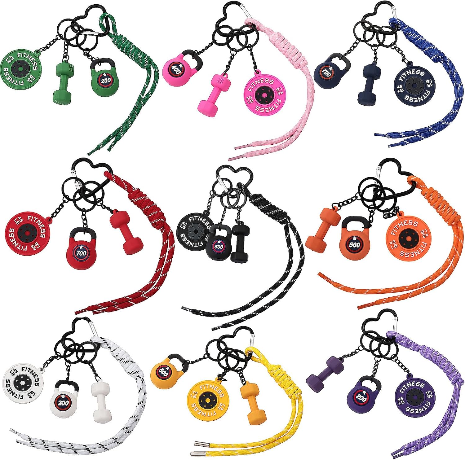 Gym Keychain Set, Fitness Dumbbell Kettlebell Weight Plate Bag Charms image 5
