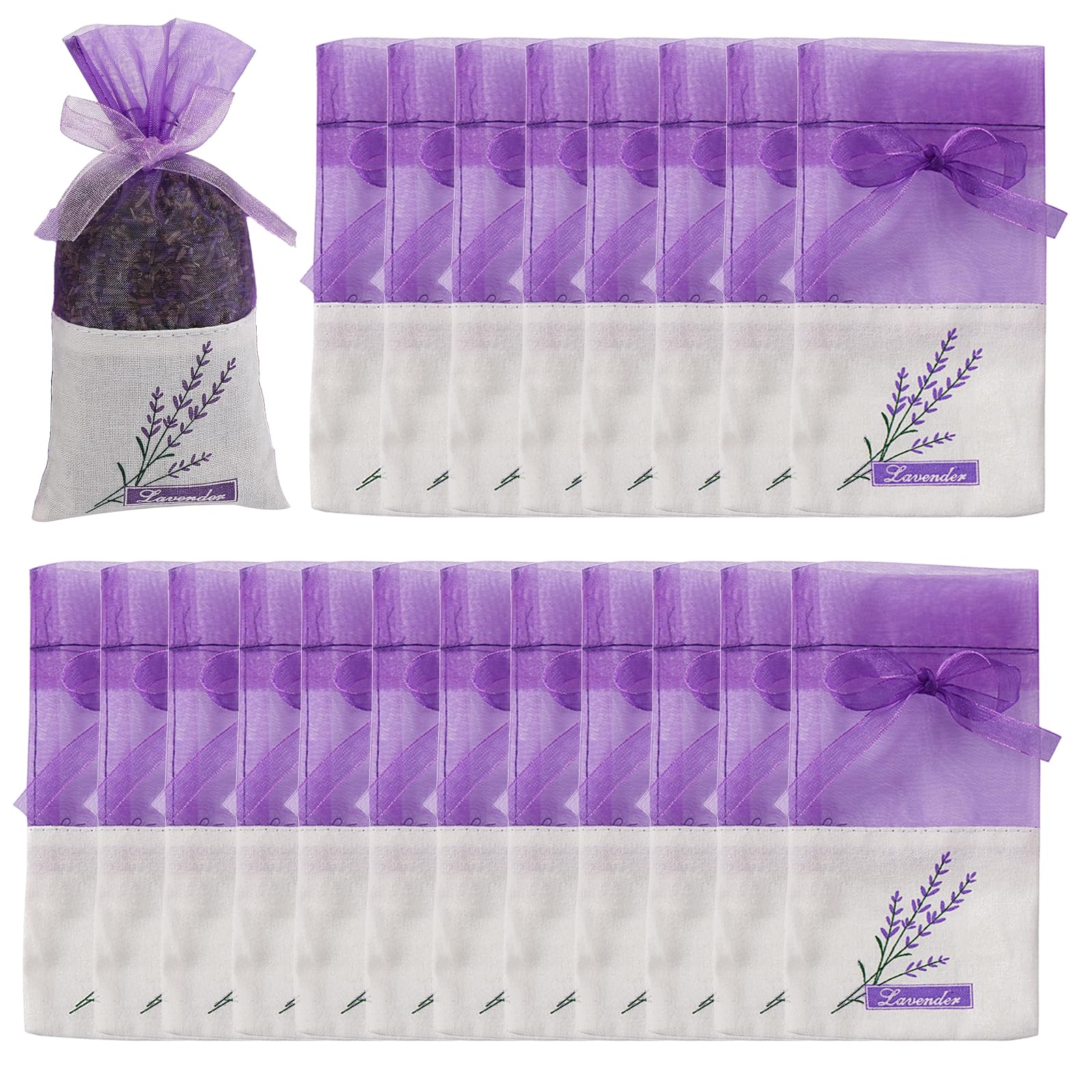 Bogclee Lavender/Purple Bags For Wardrobes, 20Pcs Empty Sachets Bag, Fresheners Scent Potpourri Pouches Aroma Bags Empty, Drawers Storage Repellent Scented Pouches For Closet Aromatic Car Shoe